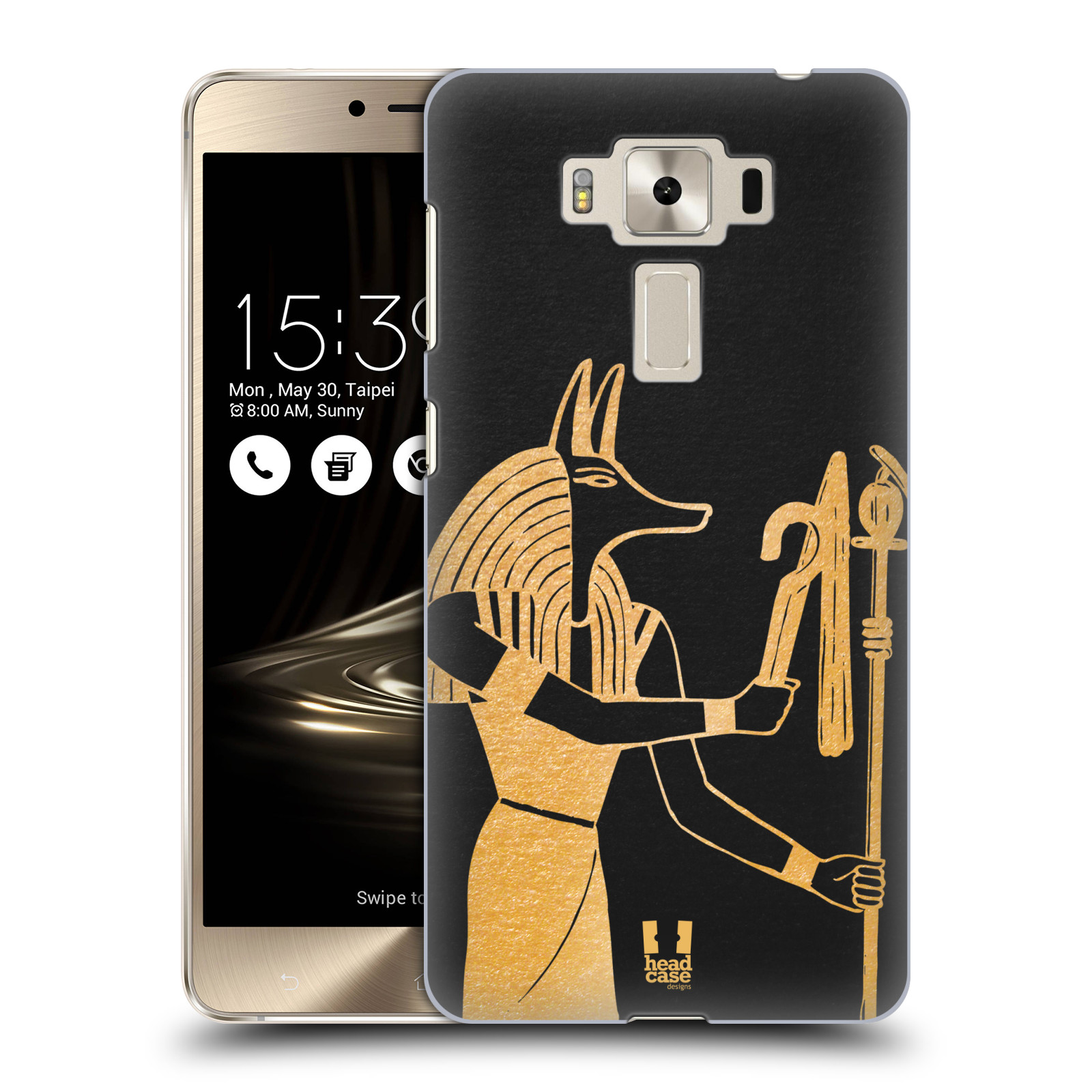 HEAD CASE plastový obal na mobil Asus Zenfone 3 DELUXE ZS550KL vzor EGYPT zlatá a černá Anubis