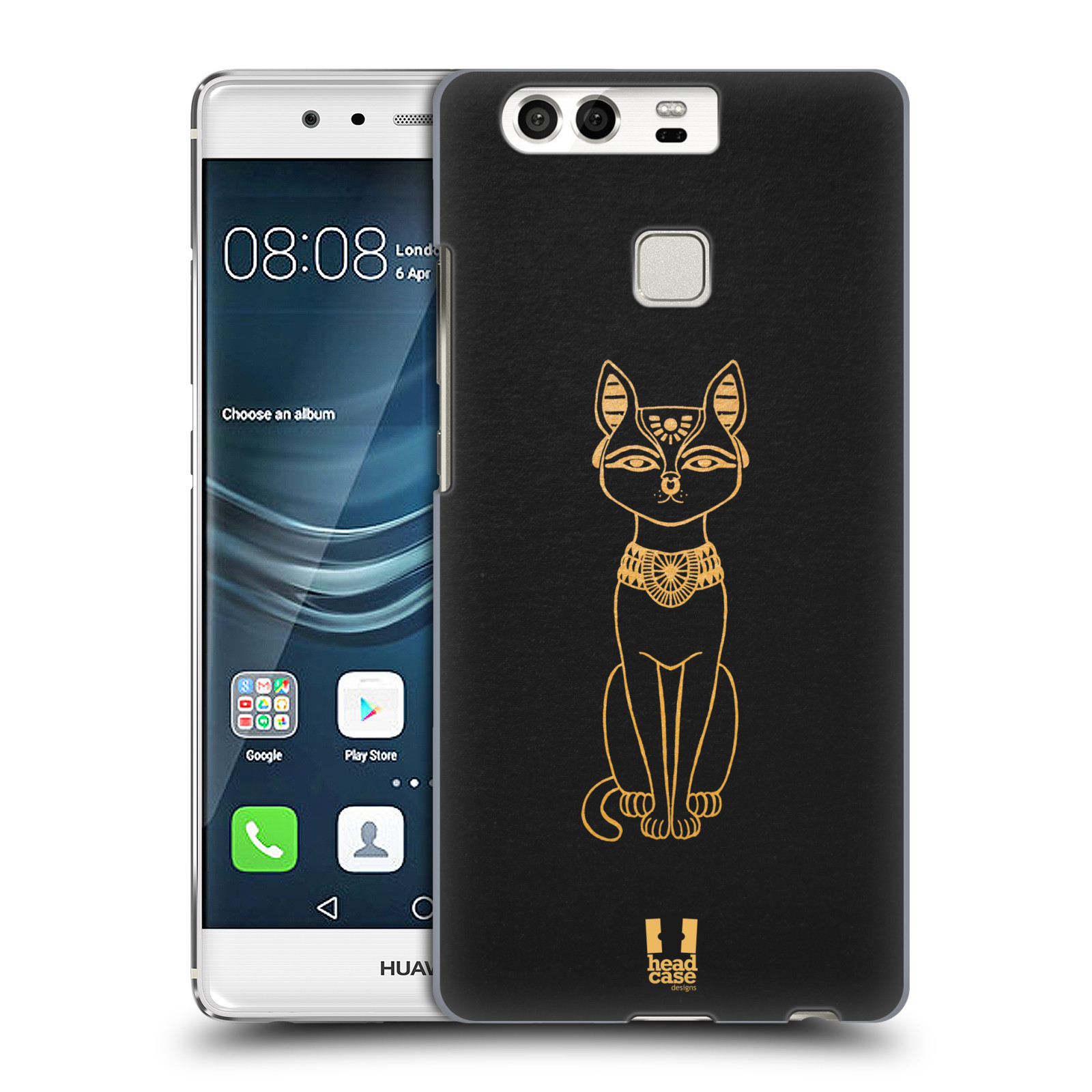 HEAD CASE plastový obal na mobil Huawei P9 / P9 DUAL SIM vzor EGYPT zlatá a černá KOČKA