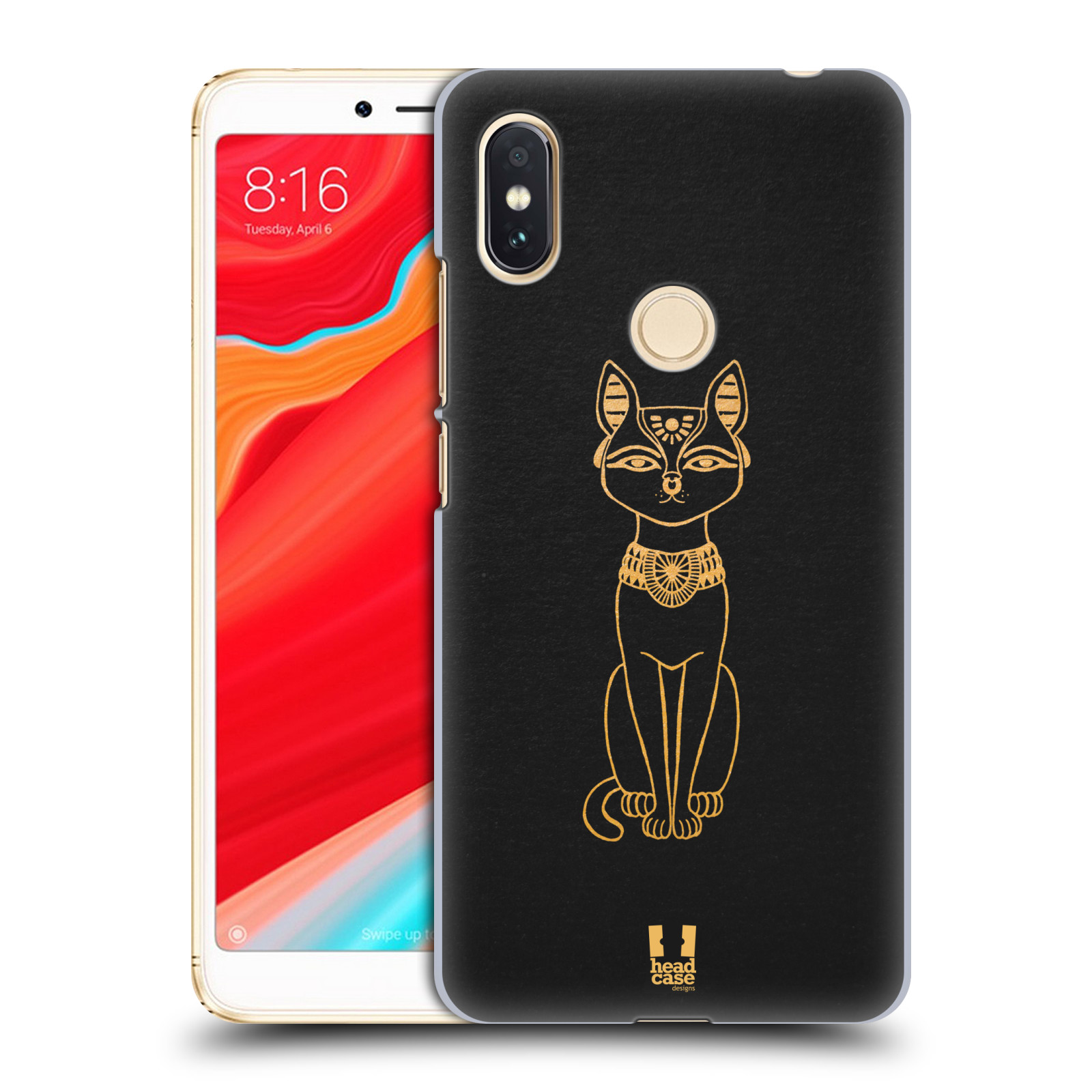 HEAD CASE plastový obal na mobil Xiaomi Redmi S2 vzor EGYPT zlatá a černá KOČKA