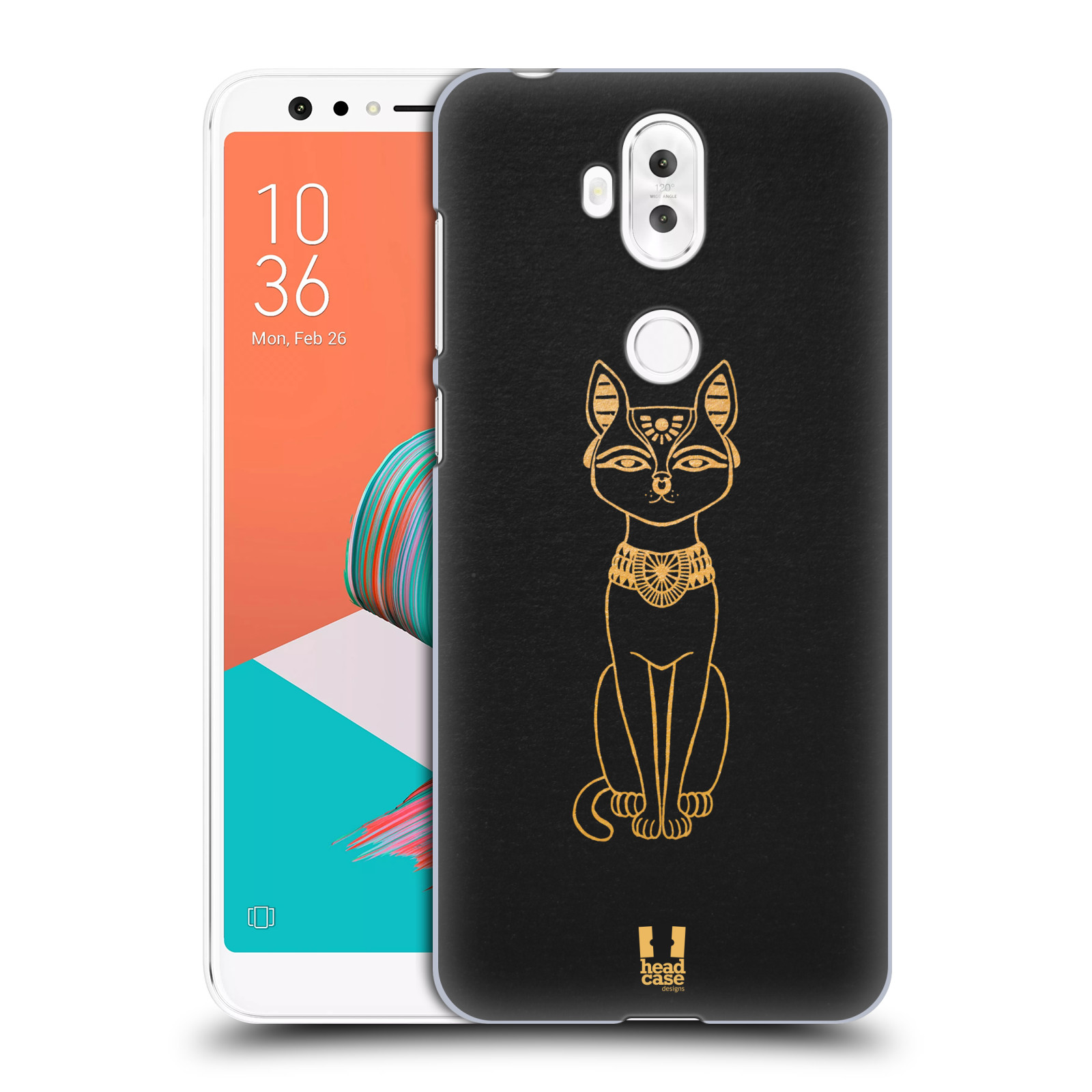 HEAD CASE plastový obal na mobil Asus Zenfone 5 LITE ZC600KL vzor EGYPT zlatá a černá KOČKA