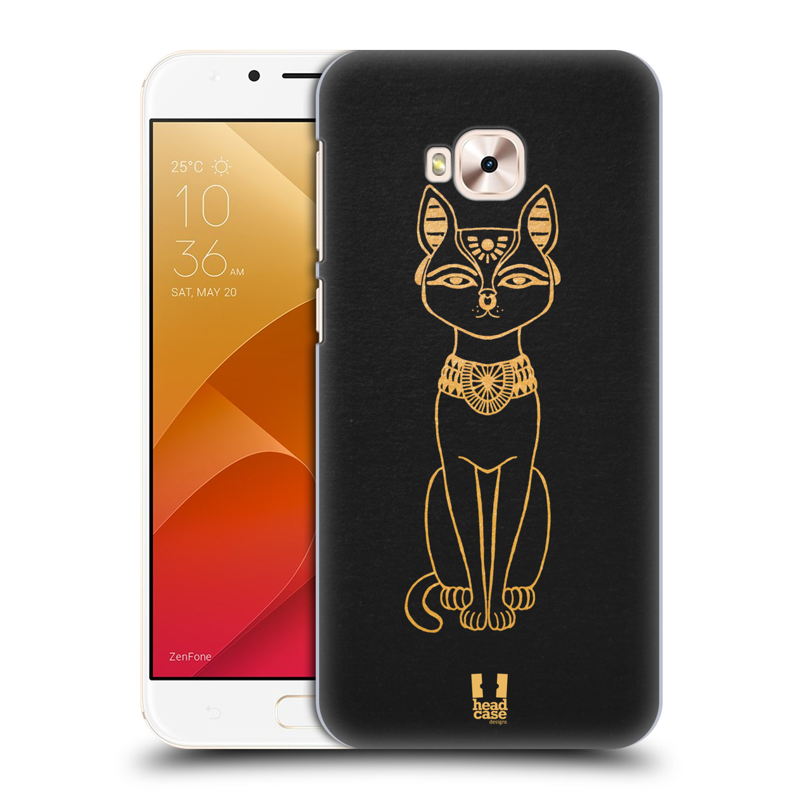 HEAD CASE plastový obal na mobil Asus Zenfone 4 Selfie Pro ZD552KL vzor EGYPT zlatá a černá KOČKA