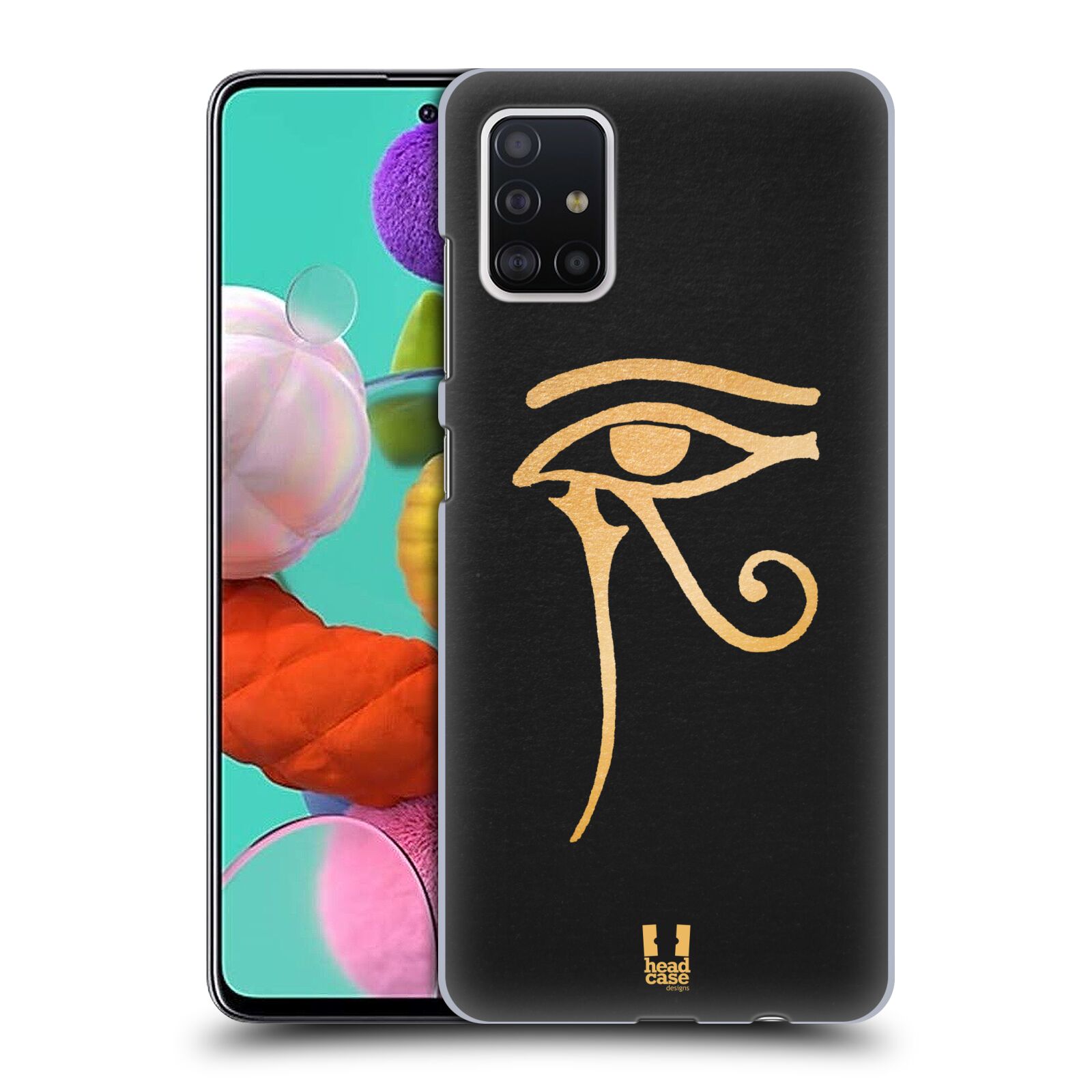 Pouzdro na mobil Samsung Galaxy A51 - HEAD CASE - vzor EGYPT zlatá a černá OKO