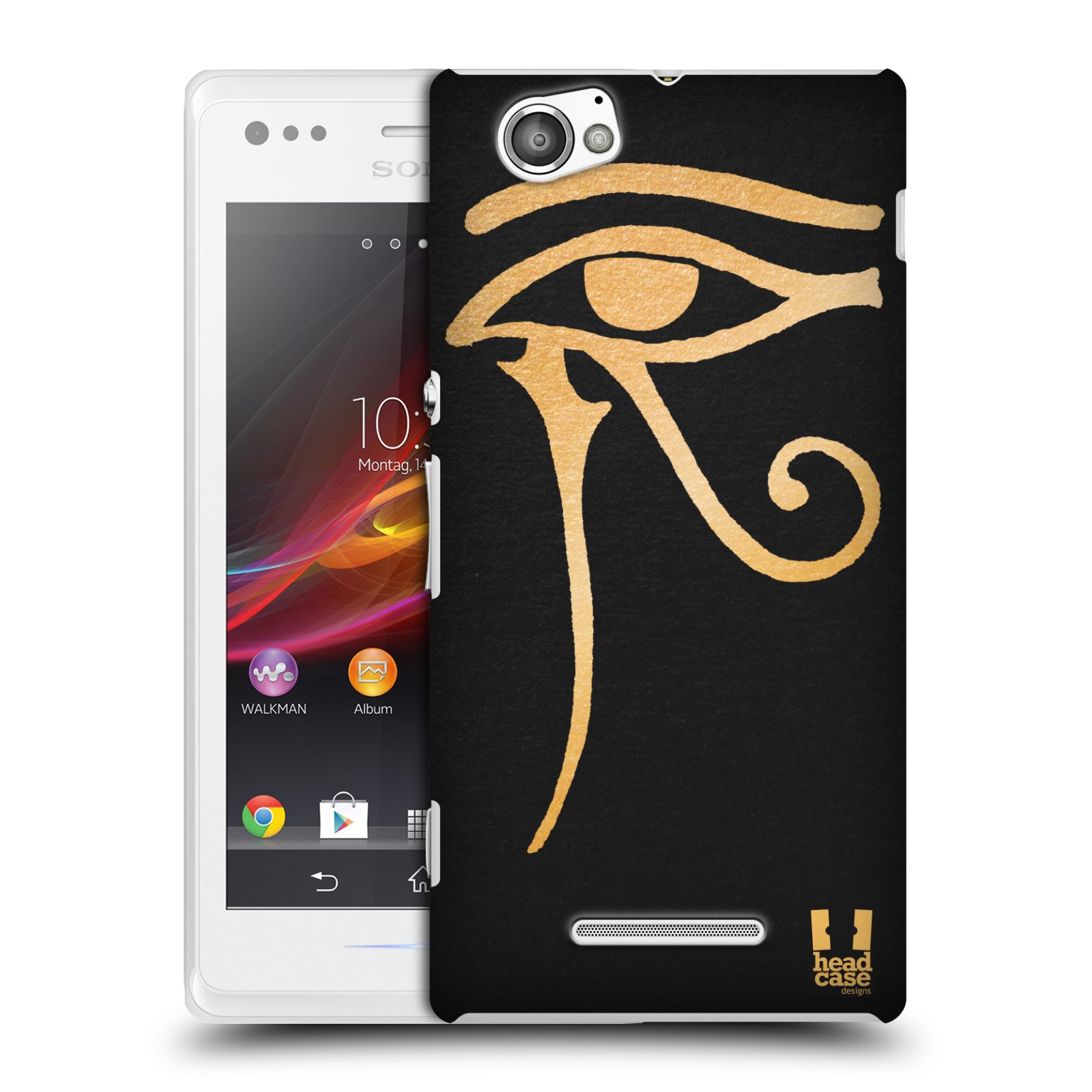HEAD CASE plastový obal na mobil Sony Xperia M vzor EGYPT zlatá a černá OKO