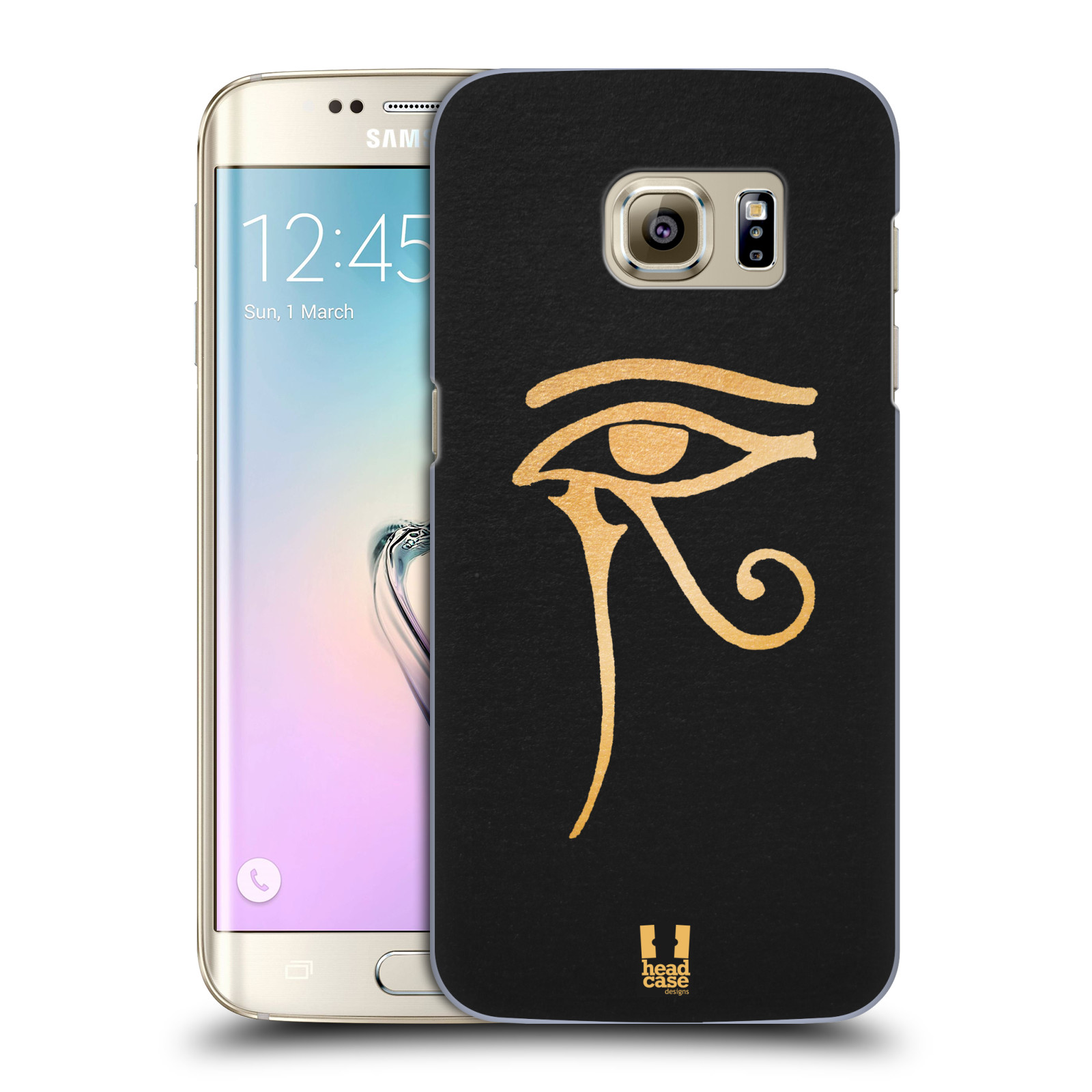 HEAD CASE plastový obal na mobil SAMSUNG GALAXY S7 EDGE vzor EGYPT zlatá a černá OKO