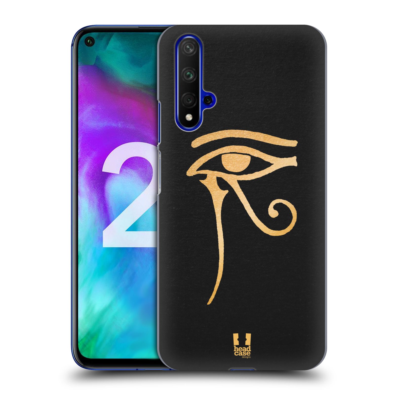 Pouzdro na mobil Honor 20 - HEAD CASE - vzor EGYPT zlatá a černá OKO