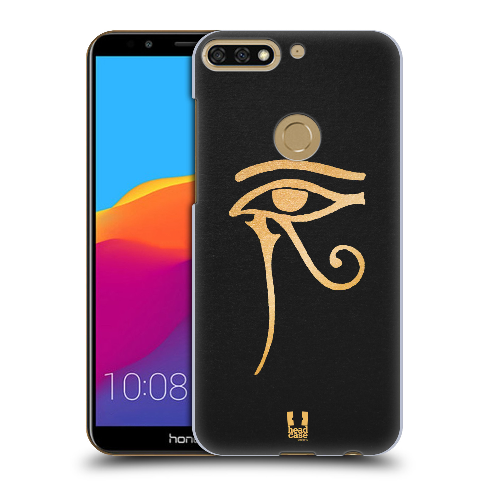 HEAD CASE plastový obal na mobil Honor 7c vzor EGYPT zlatá a černá OKO