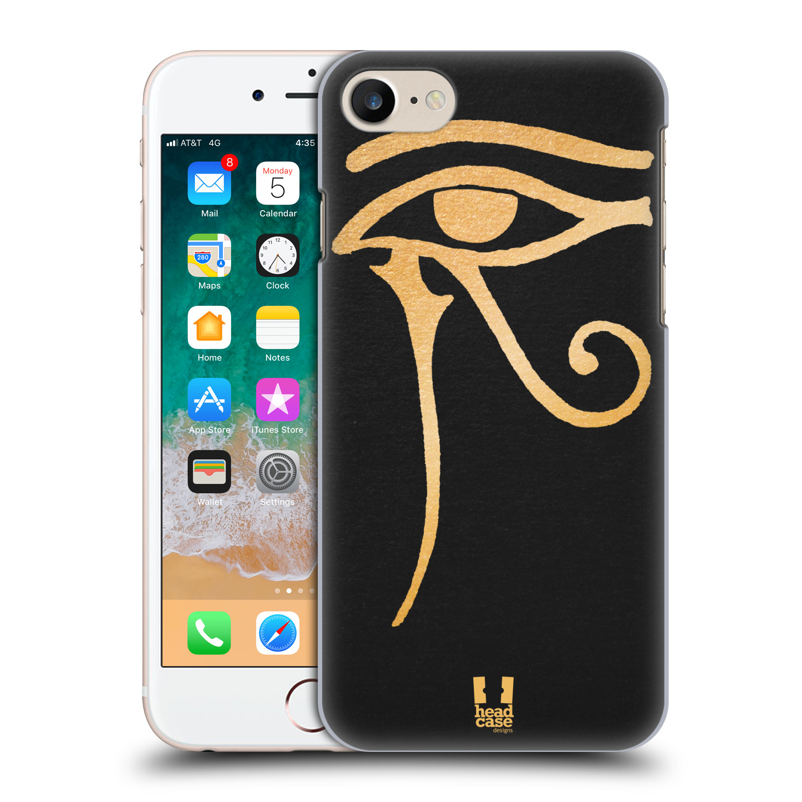 HEAD CASE plastový obal na mobil Apple Iphone 7 vzor EGYPT zlatá a černá OKO