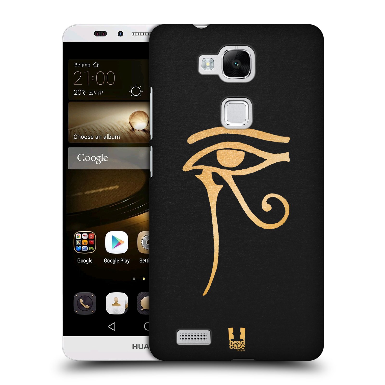 HEAD CASE plastový obal na mobil Huawei Mate 7 vzor EGYPT zlatá a černá OKO