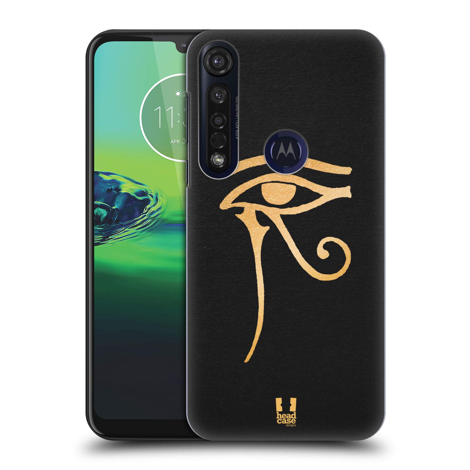 Pouzdro na mobil Motorola Moto G8 PLUS - HEAD CASE - vzor EGYPT zlatá a černá OKO