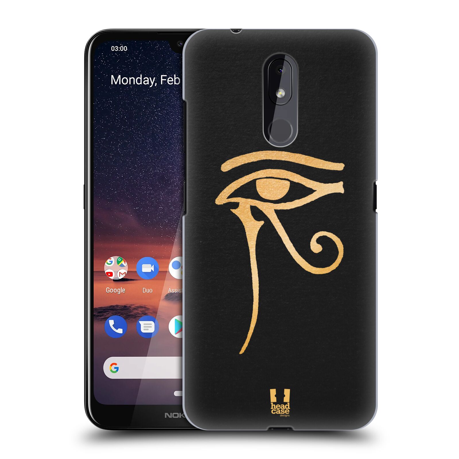 Pouzdro na mobil Nokia 3.2 - HEAD CASE - vzor EGYPT zlatá a černá OKO
