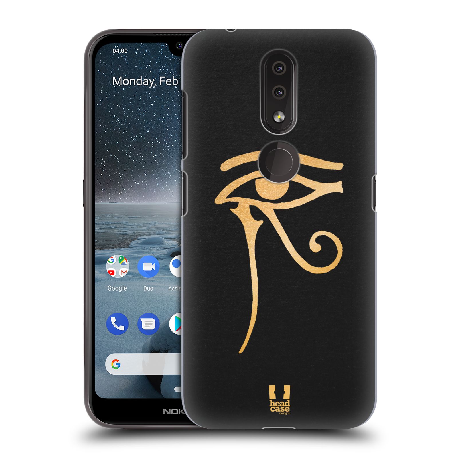 Pouzdro na mobil Nokia 4.2 - HEAD CASE - vzor EGYPT zlatá a černá OKO