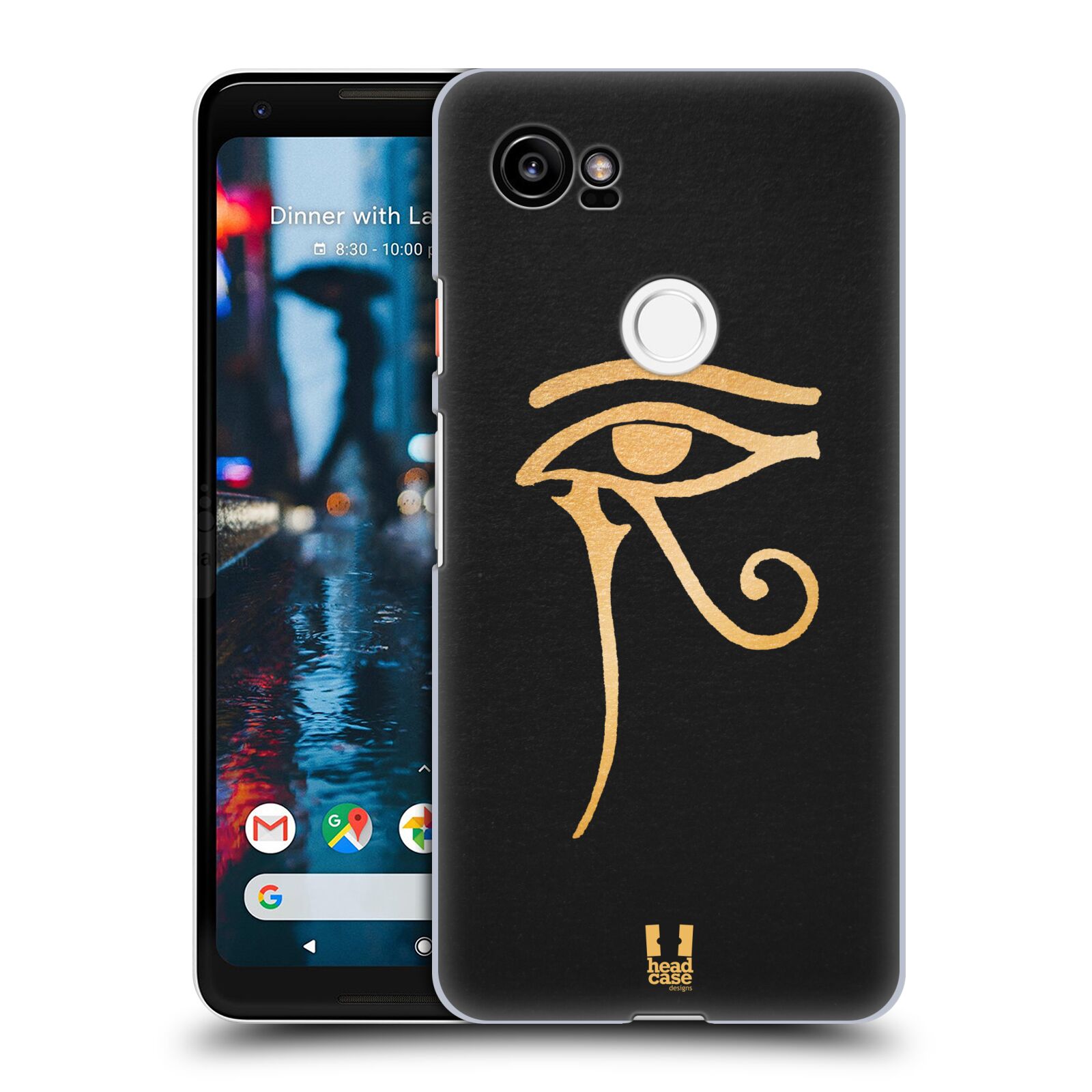 HEAD CASE plastový obal na mobil Google Pixel 2 XL vzor EGYPT zlatá a černá OKO
