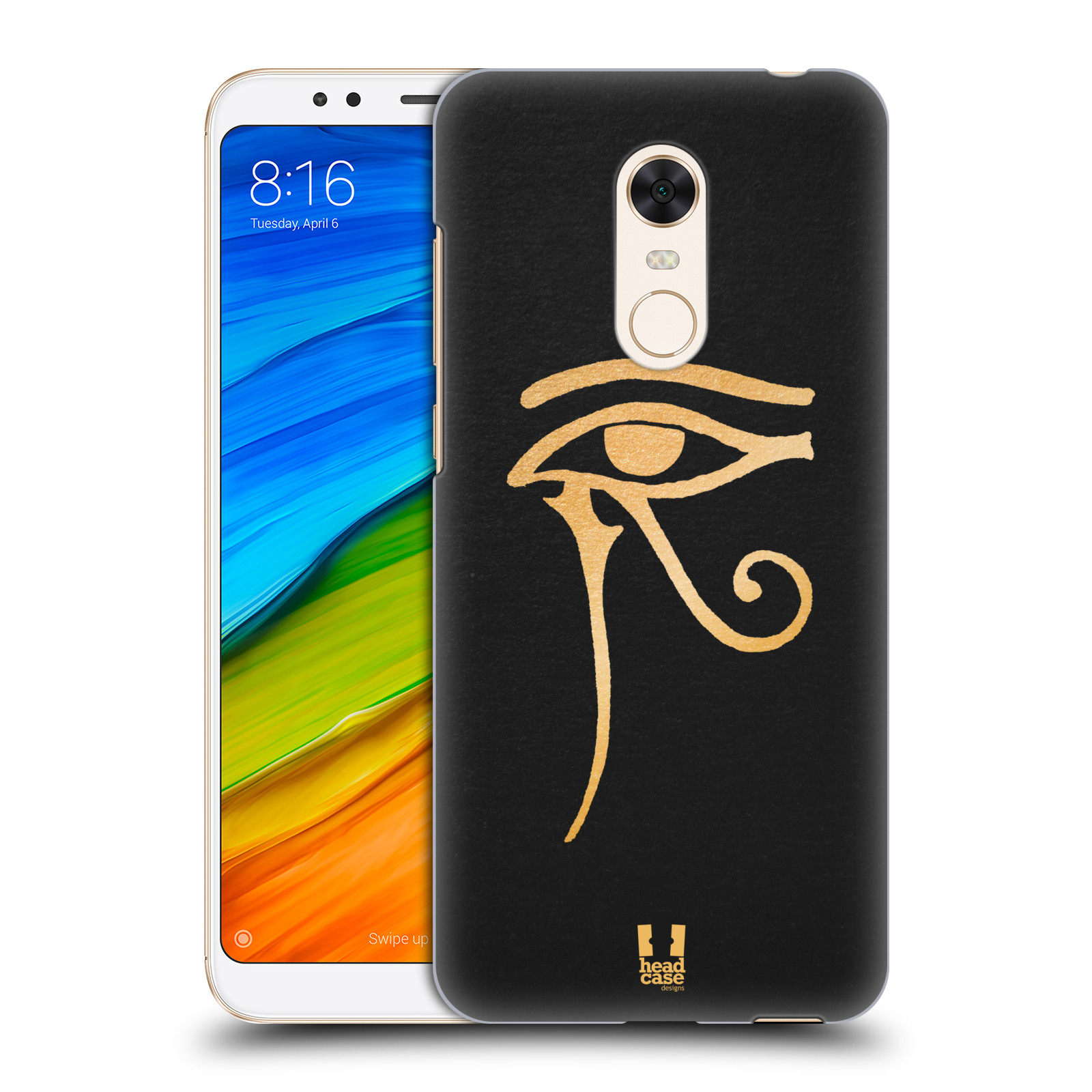 HEAD CASE plastový obal na mobil Xiaomi Redmi 5 PLUS vzor EGYPT zlatá a černá OKO