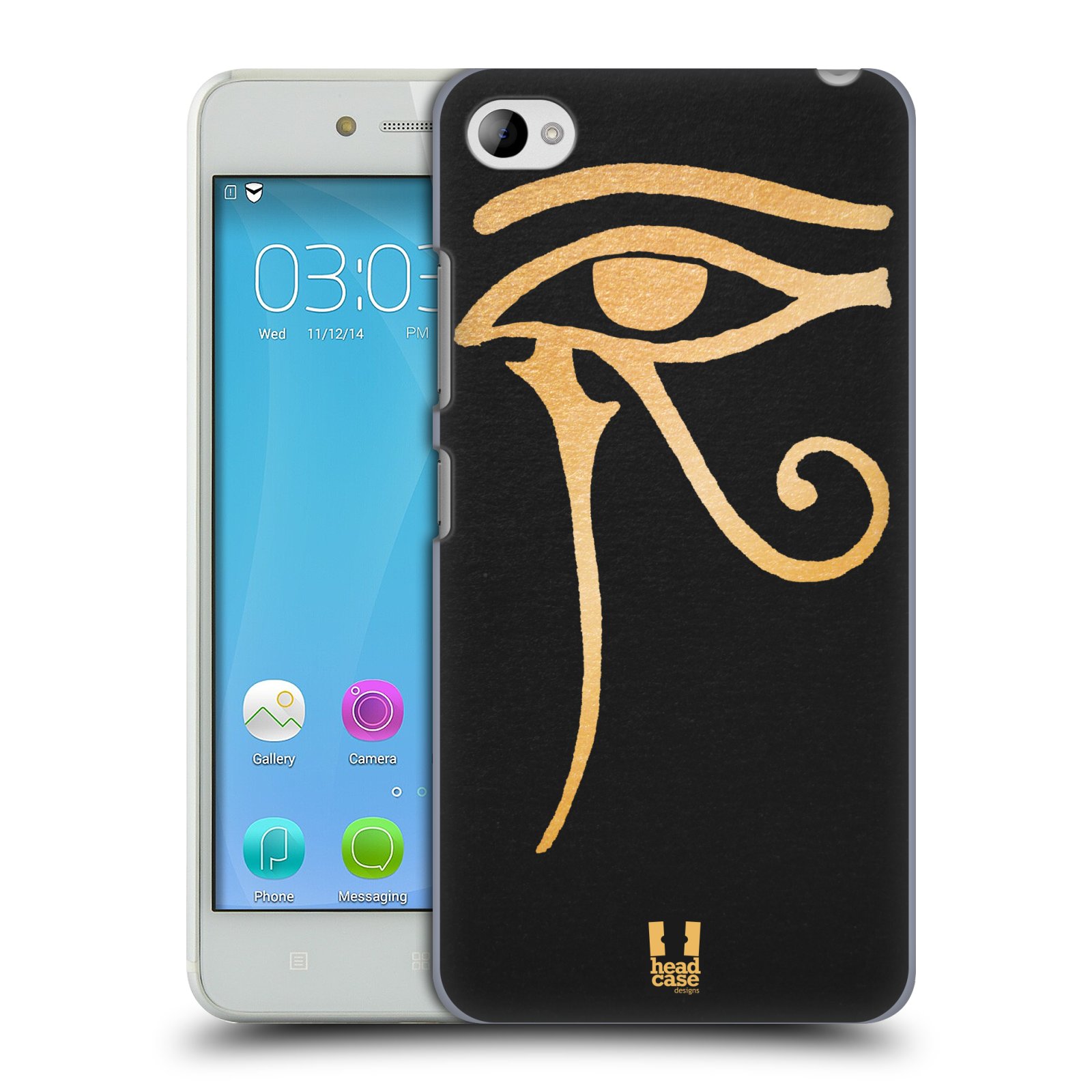 HEAD CASE pevný plastový obal na mobil LENOVO S90 vzor EGYPT zlatá a černá OKO