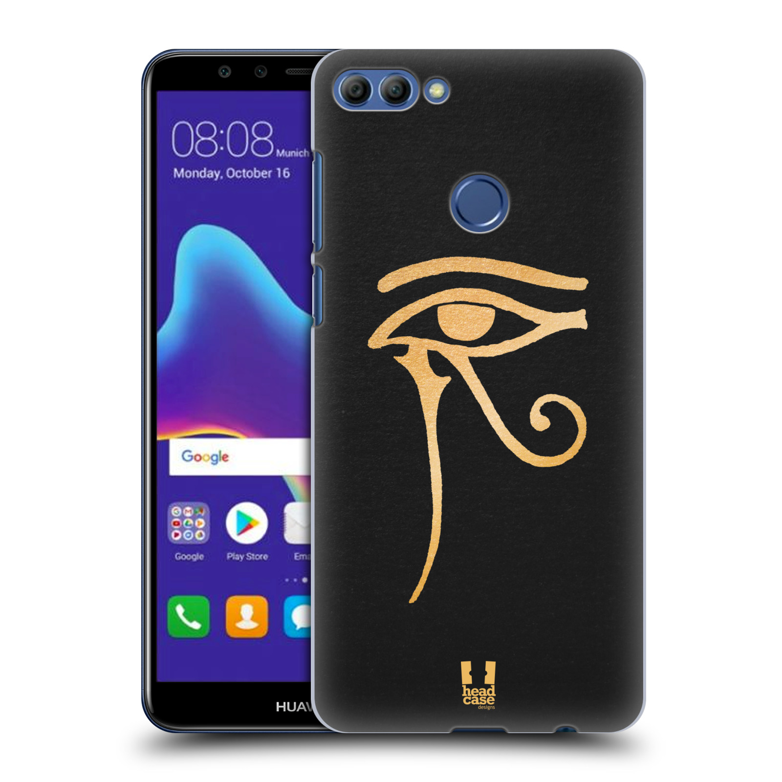 HEAD CASE plastový obal na mobil Huawei Y9 2018 vzor EGYPT zlatá a černá OKO