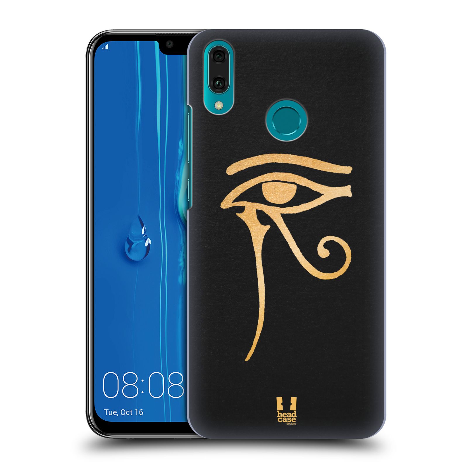 Pouzdro na mobil Huawei Y9 2019 - HEAD CASE - vzor EGYPT zlatá a černá OKO