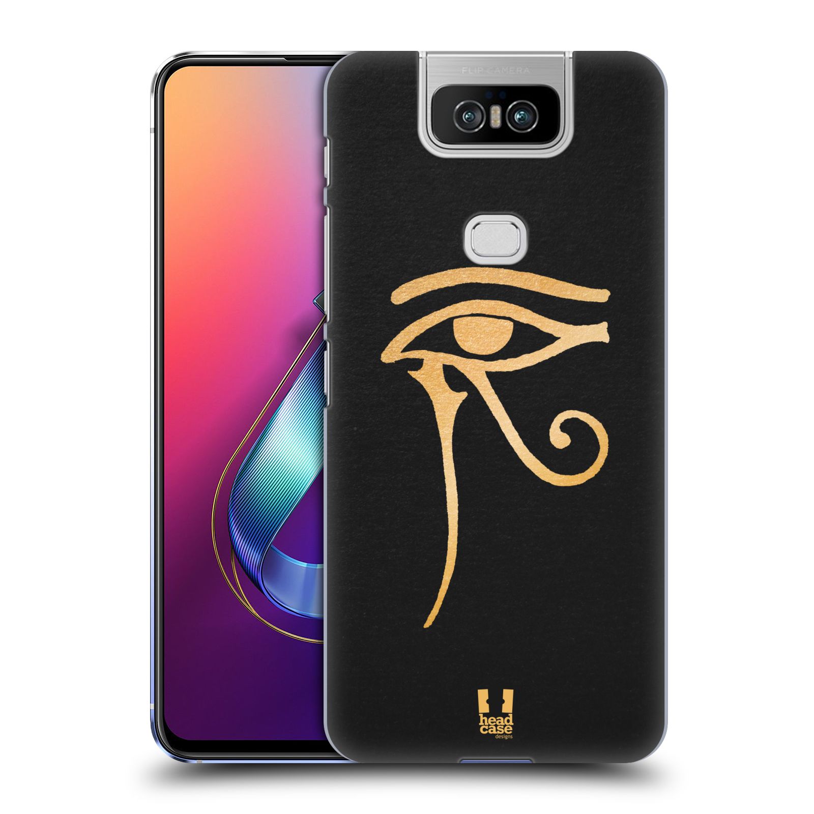 Pouzdro na mobil Asus Zenfone 6 ZS630KL - HEAD CASE - vzor EGYPT zlatá a černá OKO