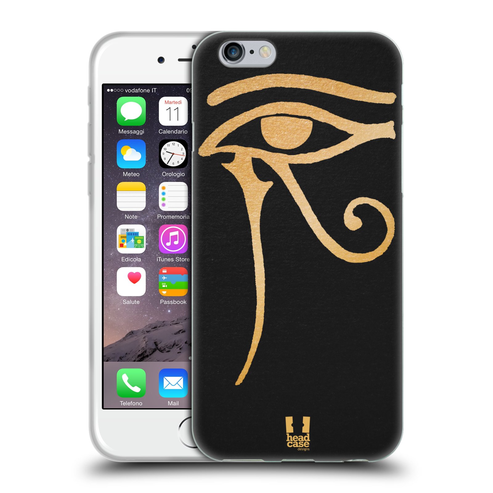 HEAD CASE silikonový obal na mobil Apple Iphone 6/6S vzor EGYPT zlatá a černá OKO