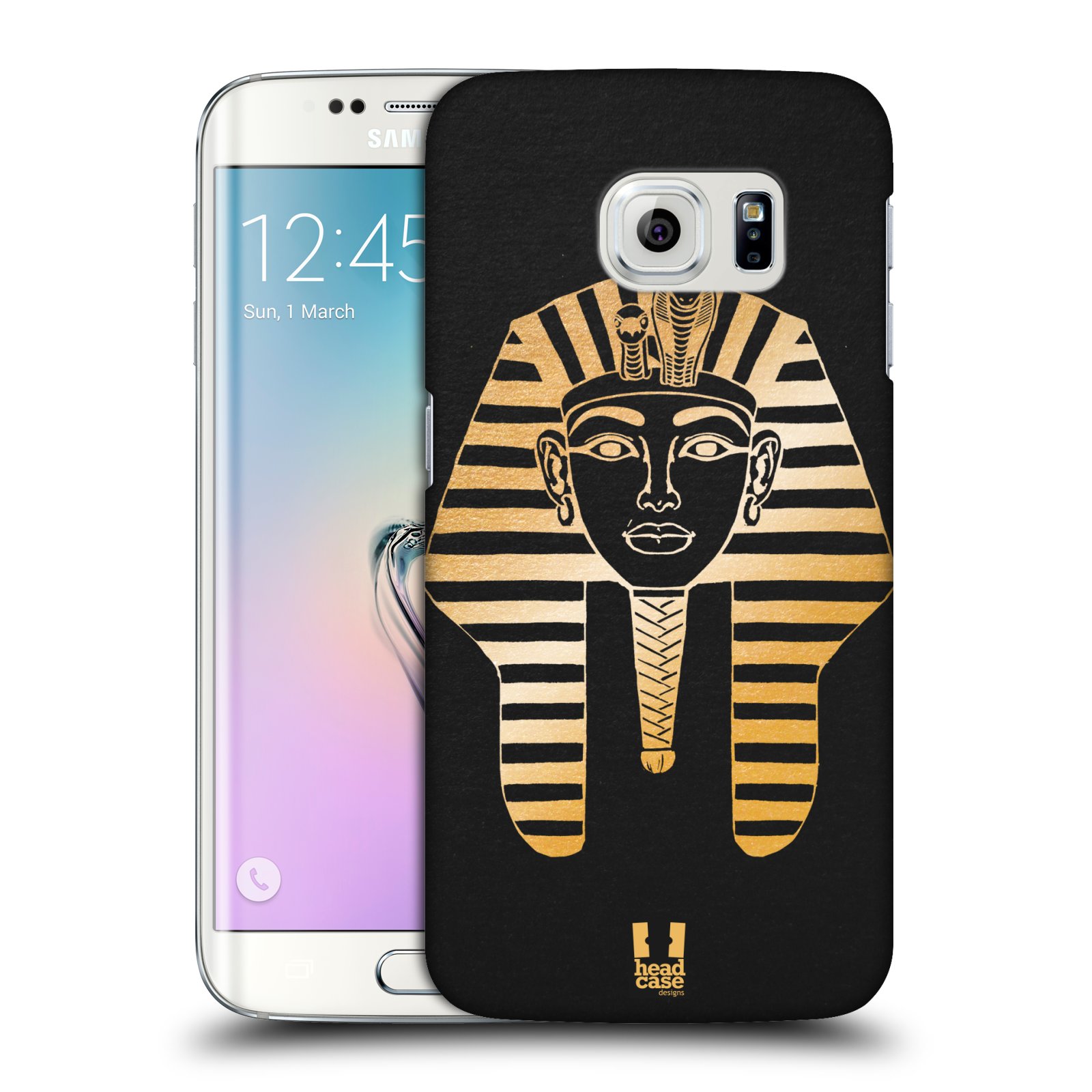 HEAD CASE plastový obal na mobil SAMSUNG Galaxy S6 EDGE (G9250, G925, G925F) vzor EGYPT zlatá a černá FARAÓN