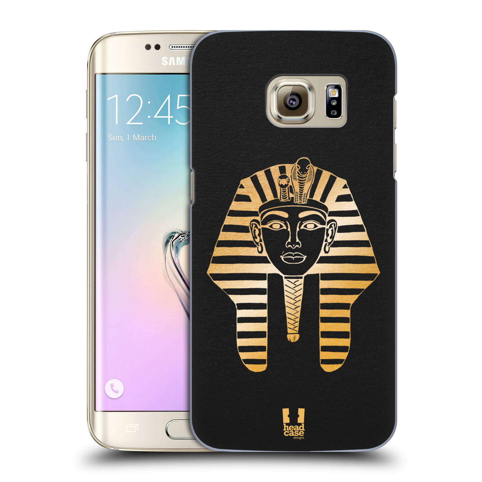 HEAD CASE plastový obal na mobil SAMSUNG GALAXY S7 EDGE vzor EGYPT zlatá a černá FARAÓN