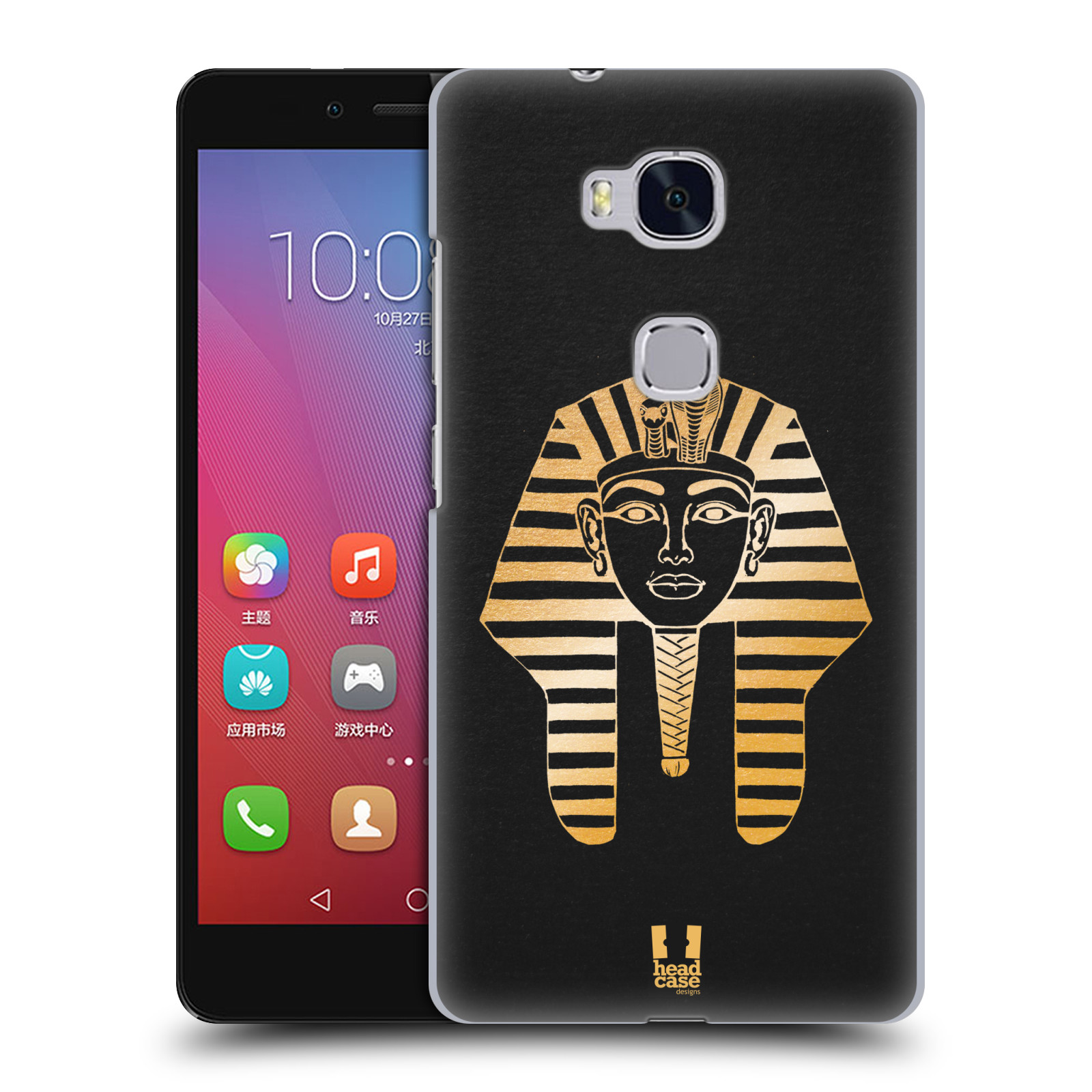 HEAD CASE pevný plastový obal na mobil HUAWEI HONOR 5X vzor EGYPT zlatá a černá FARAÓN