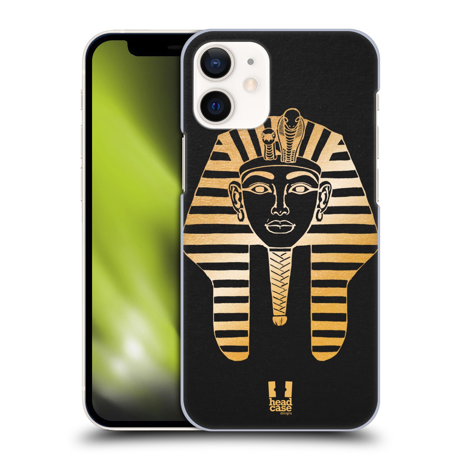 Plastový obal na mobil Apple Iphone 12 MINI vzor EGYPT zlatá a černá FARAÓN