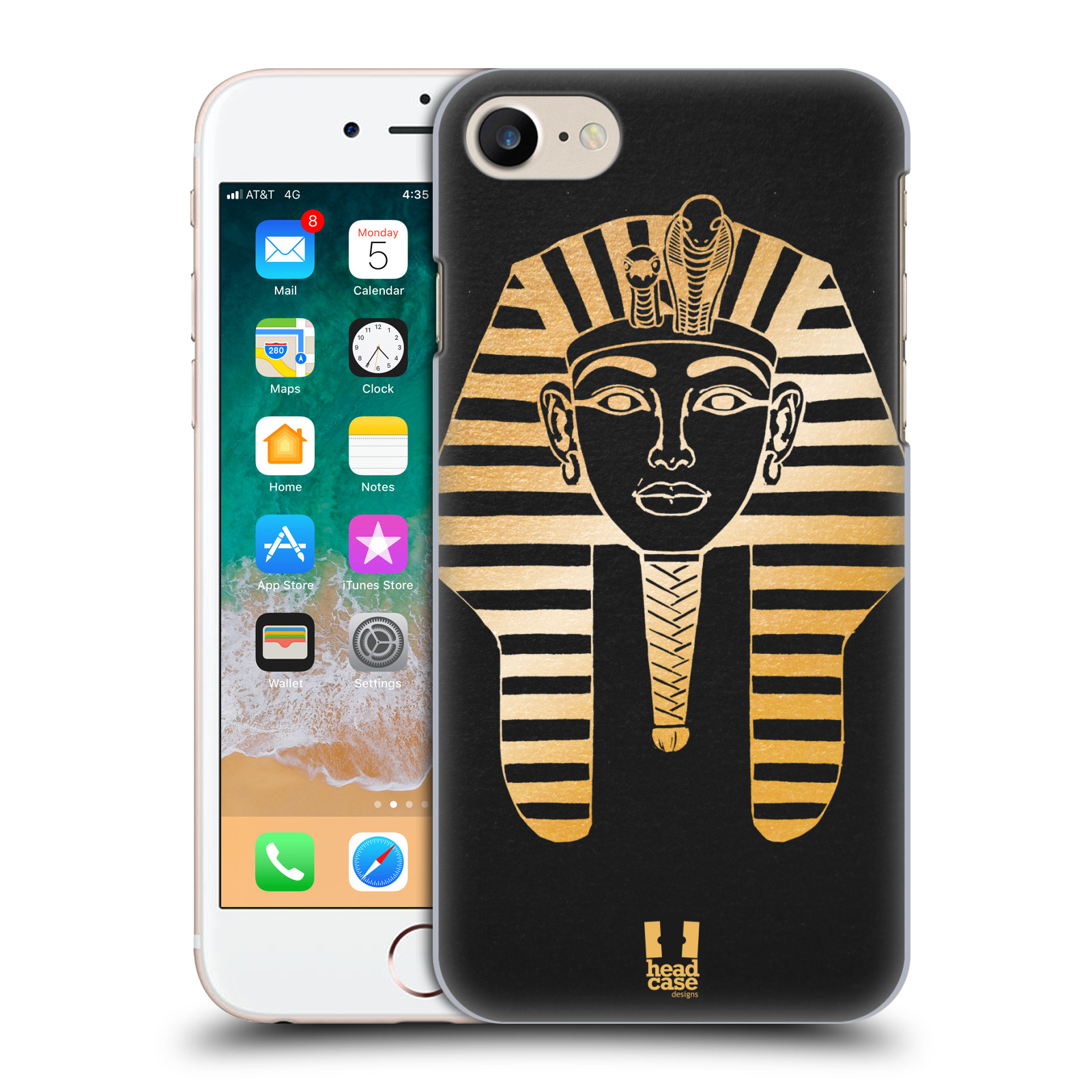 HEAD CASE plastový obal na mobil Apple Iphone 7 vzor EGYPT zlatá a černá FARAÓN