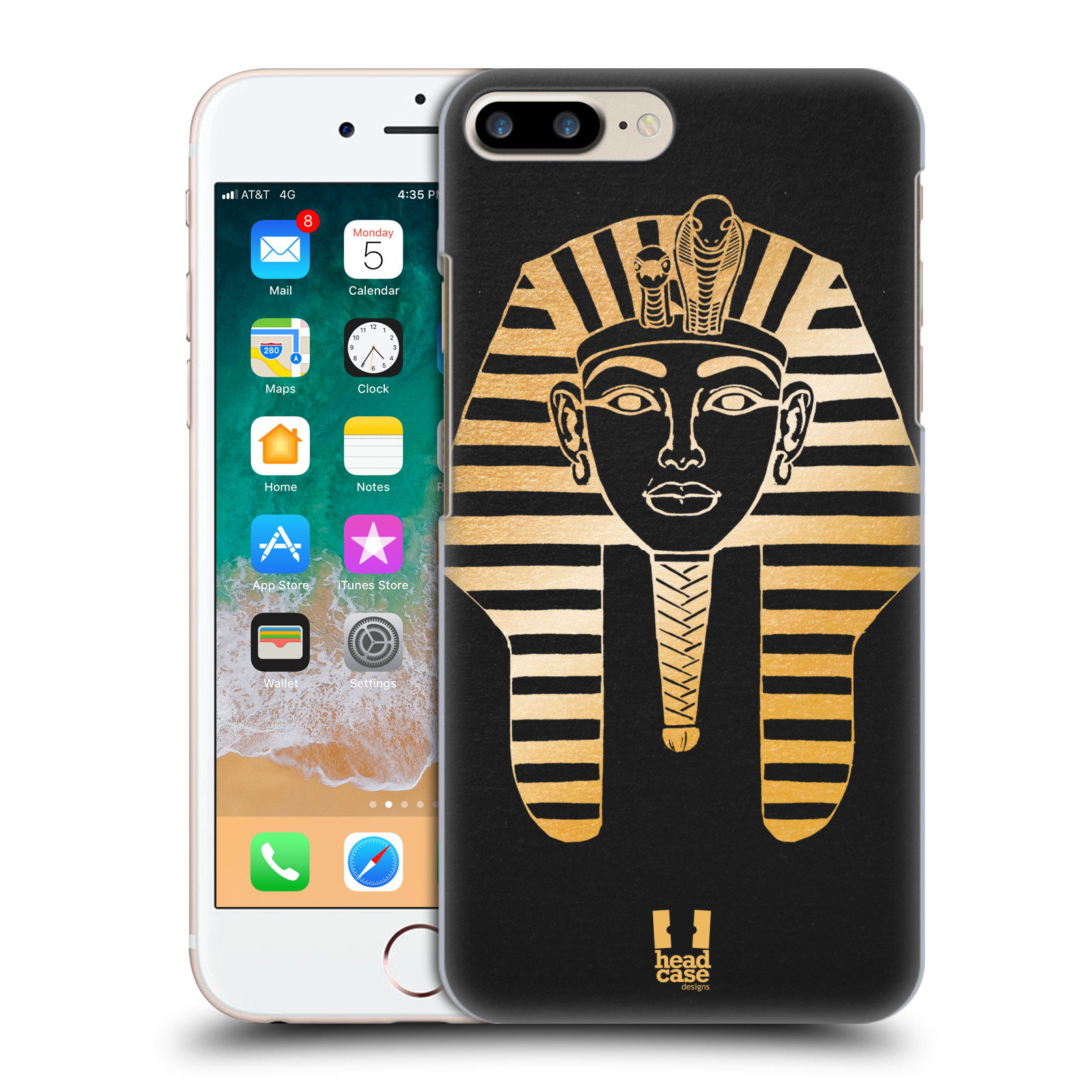 HEAD CASE plastový obal na mobil Apple Iphone 7 PLUS vzor EGYPT zlatá a černá FARAÓN