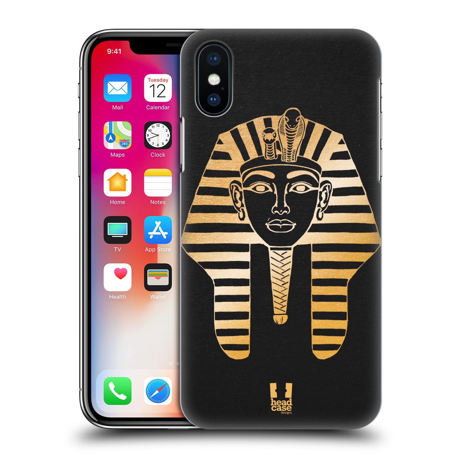 HEAD CASE plastový obal na mobil Apple Iphone X / XS vzor EGYPT zlatá a černá FARAÓN
