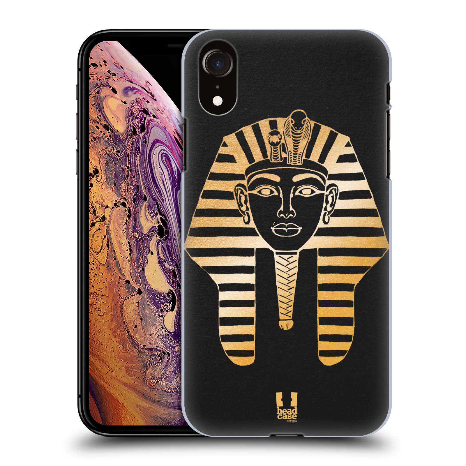 HEAD CASE plastový obal na mobil Apple Iphone XR vzor EGYPT zlatá a černá FARAÓN