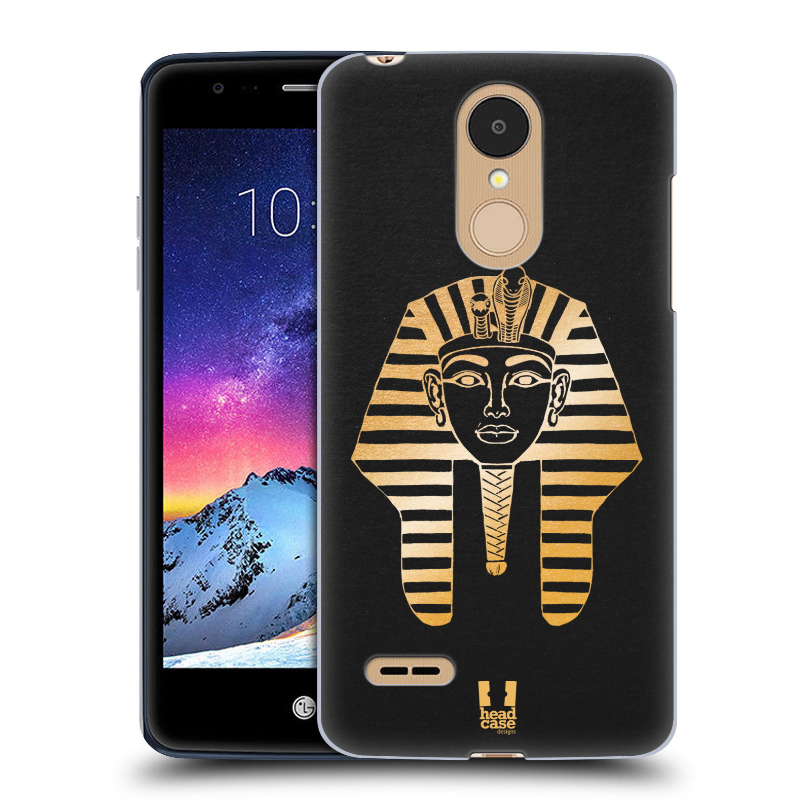 HEAD CASE plastový obal na mobil LG K9 / K8 2018 vzor EGYPT zlatá a černá FARAÓN