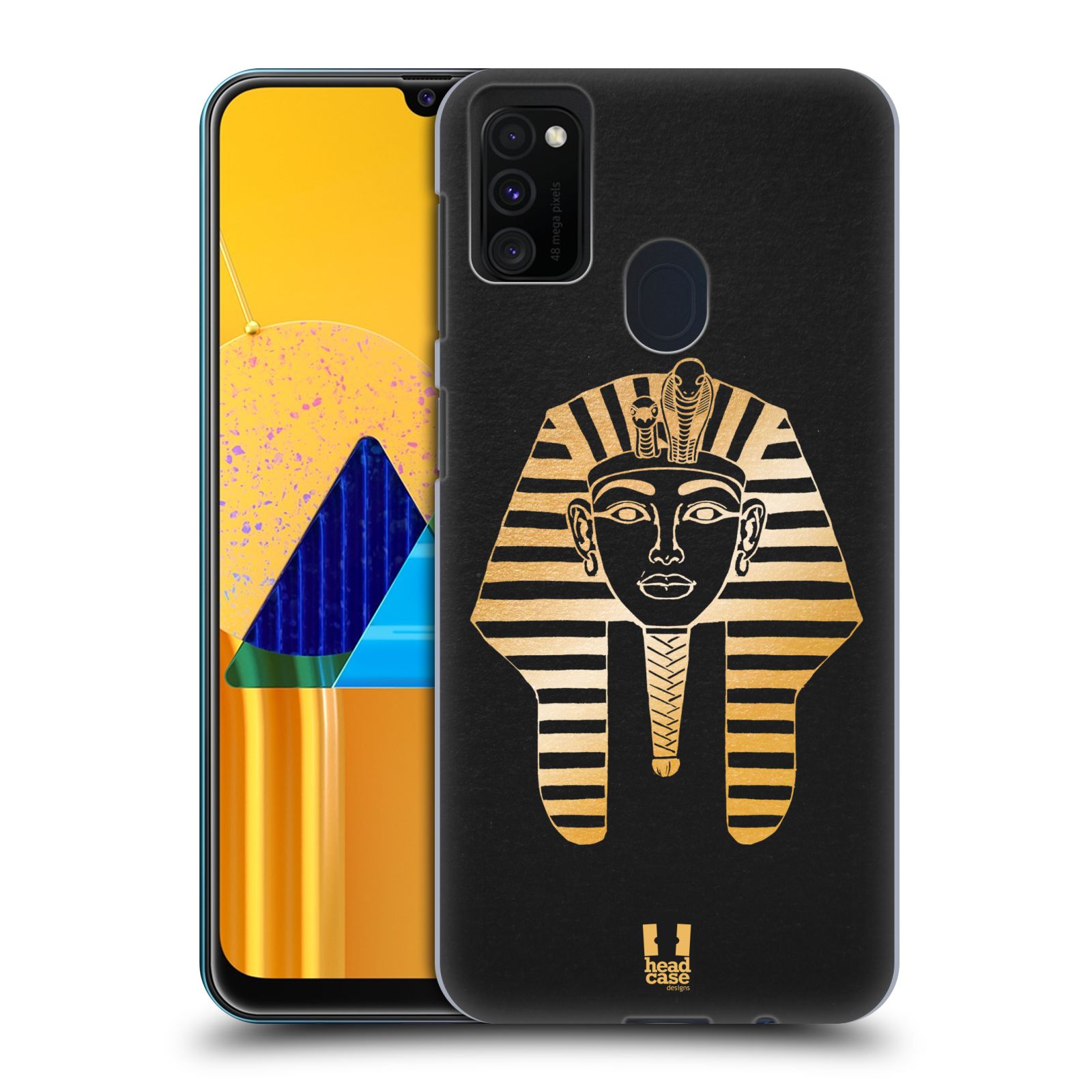 Zadní kryt na mobil Samsung Galaxy M21 vzor EGYPT zlatá a černá FARAÓN