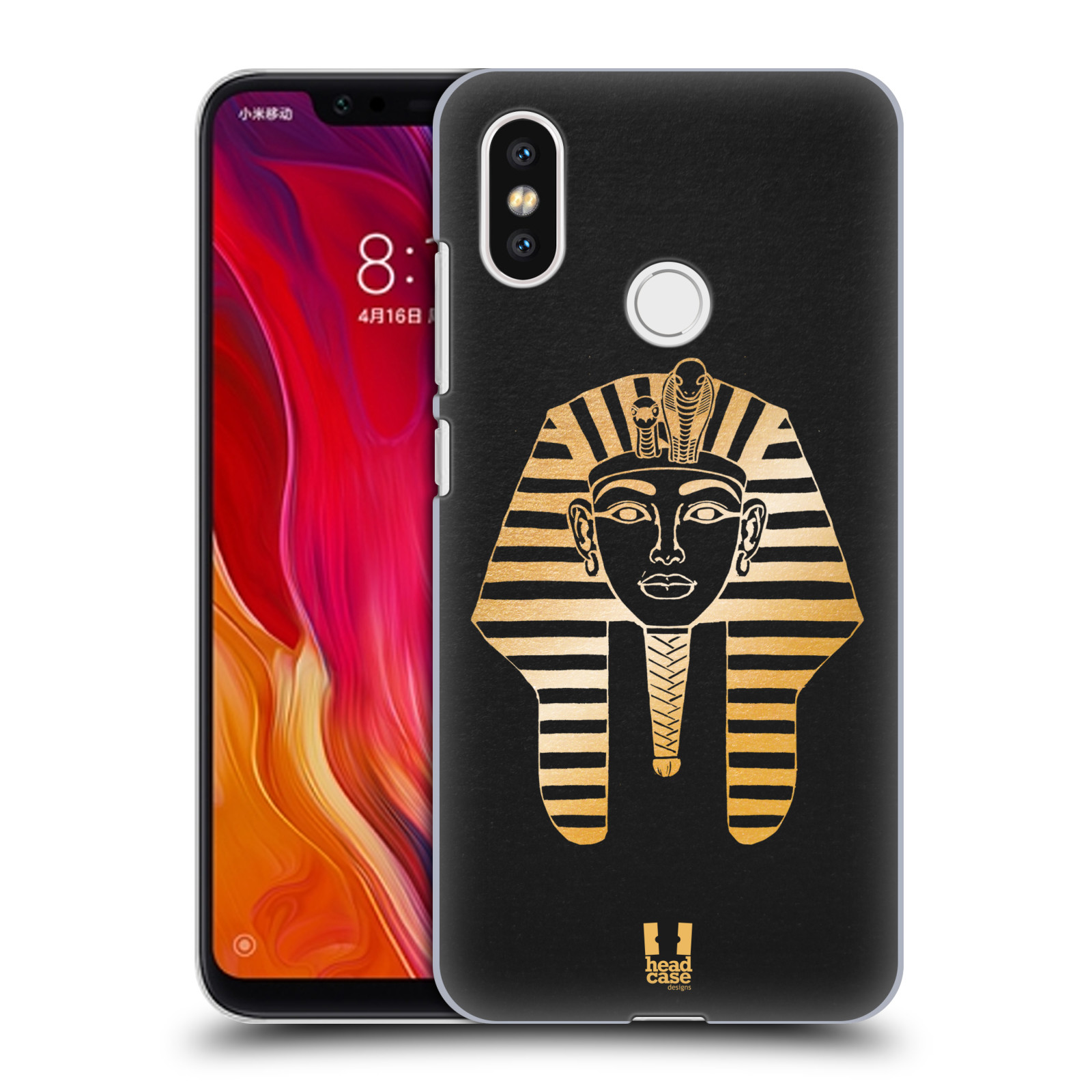 HEAD CASE plastový obal na mobil Xiaomi Mi 8 vzor EGYPT zlatá a černá FARAÓN