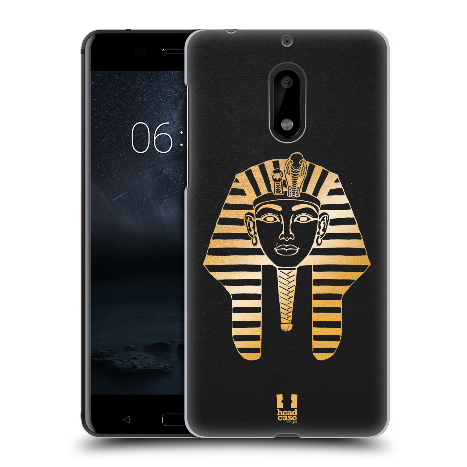 HEAD CASE plastový obal na mobil Nokia 6 vzor EGYPT zlatá a černá FARAÓN
