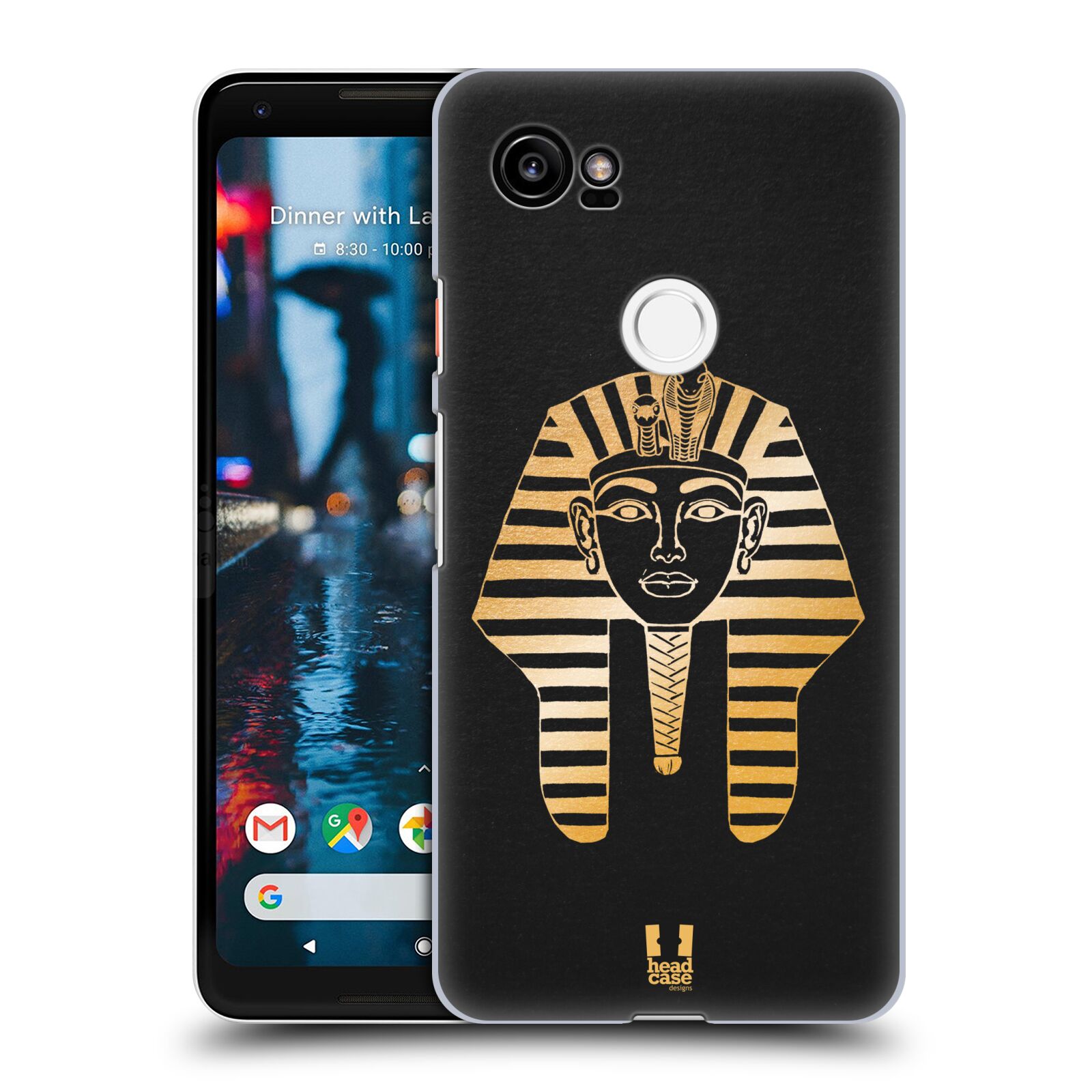 HEAD CASE plastový obal na mobil Google Pixel 2 XL vzor EGYPT zlatá a černá FARAÓN