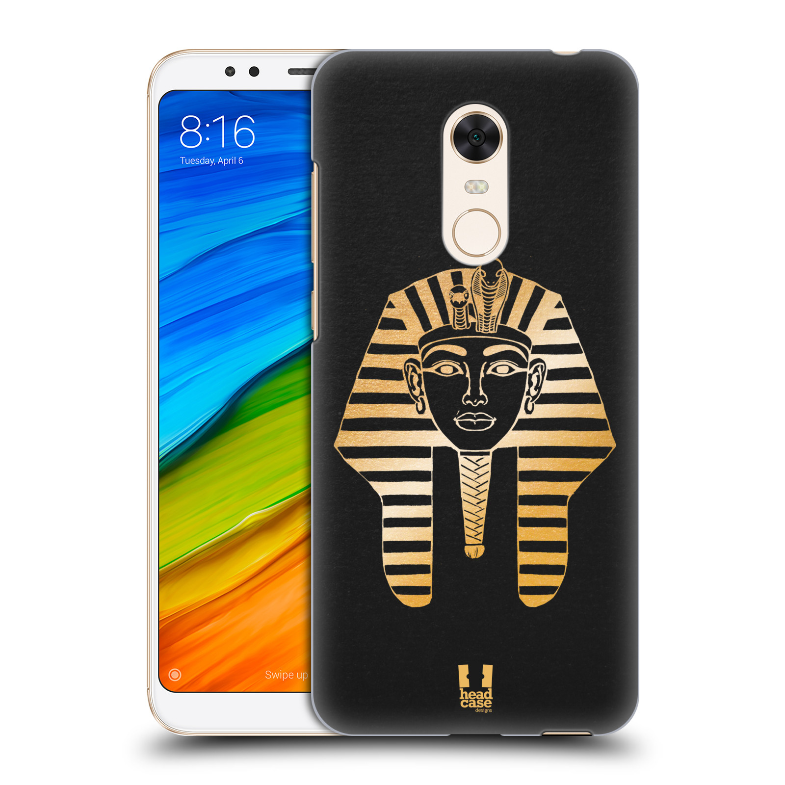 HEAD CASE plastový obal na mobil Xiaomi Redmi 5 PLUS vzor EGYPT zlatá a černá FARAÓN