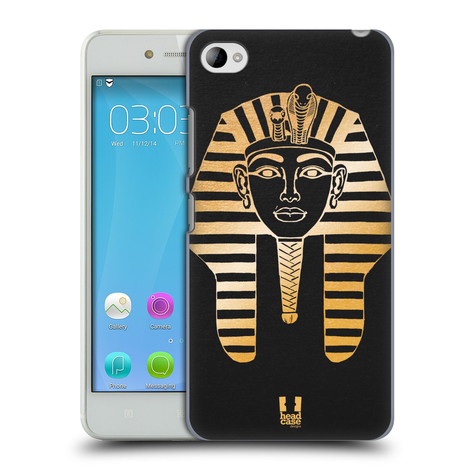 HEAD CASE pevný plastový obal na mobil LENOVO S90 vzor EGYPT zlatá a černá FARAÓN