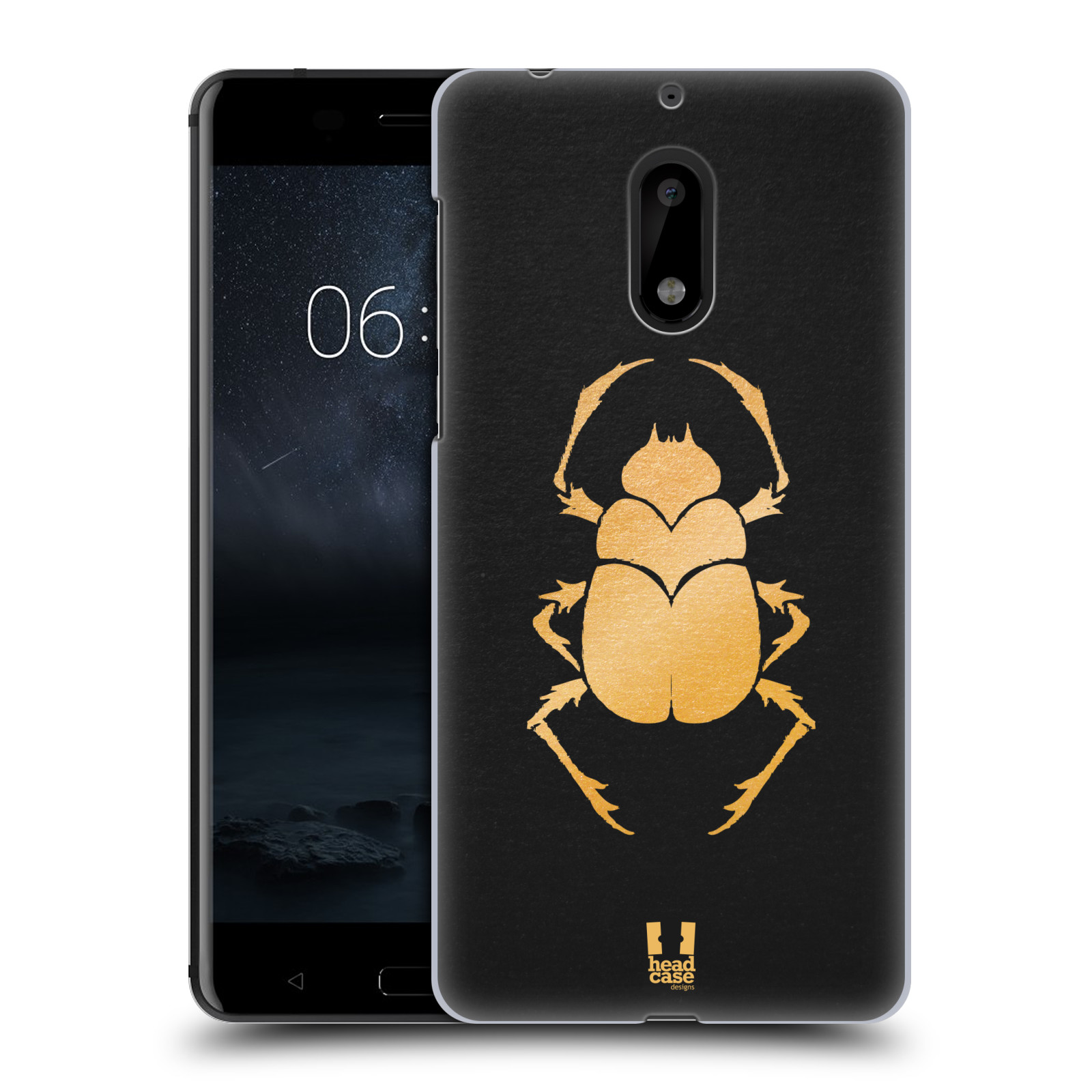 HEAD CASE plastový obal na mobil Nokia 6 vzor EGYPT zlatá a černá BROUK SKARAB