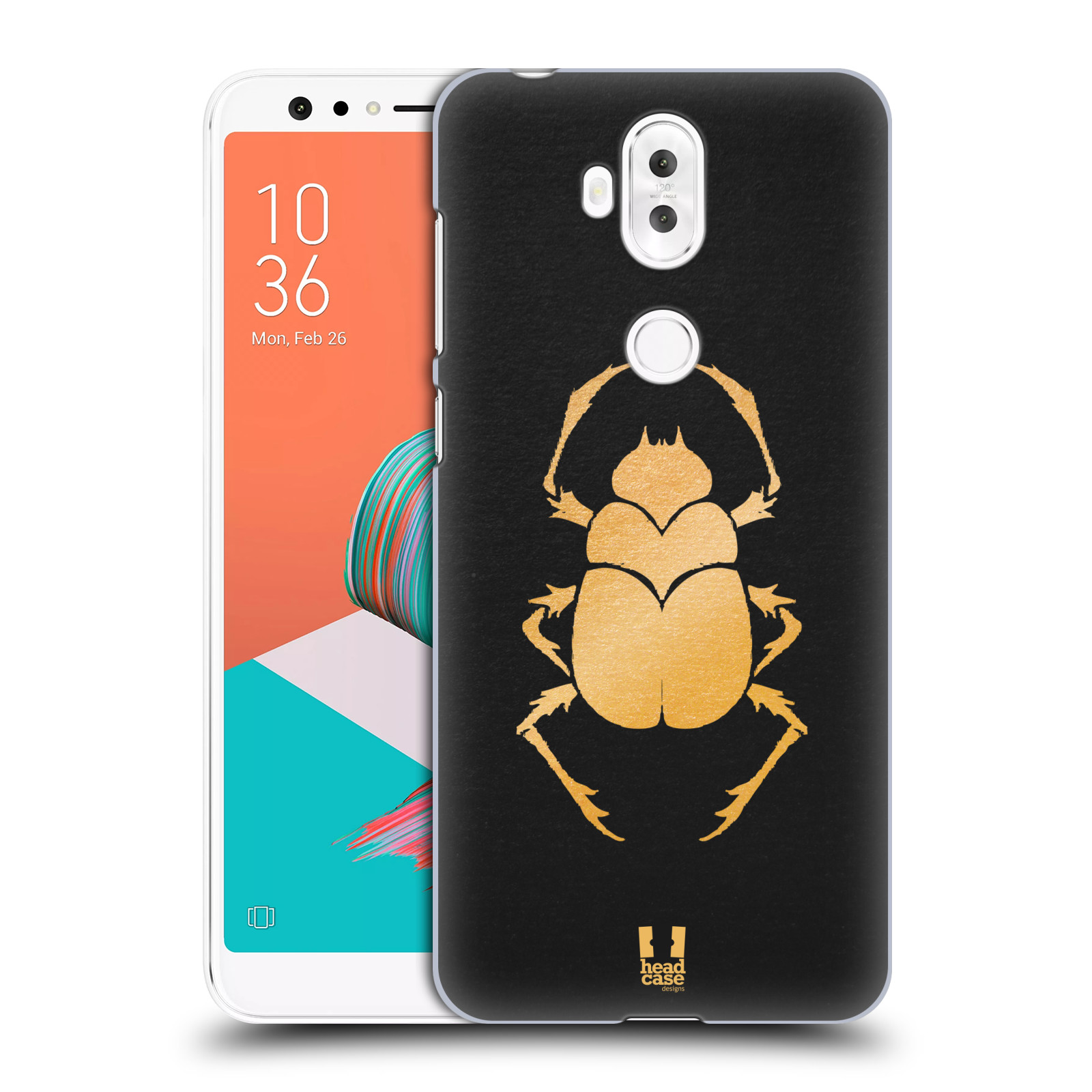 HEAD CASE plastový obal na mobil Asus Zenfone 5 LITE ZC600KL vzor EGYPT zlatá a černá BROUK SKARAB