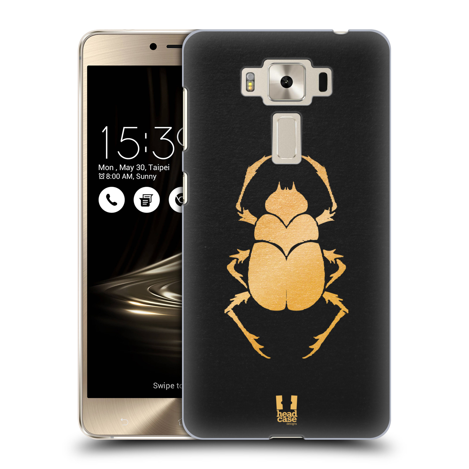 HEAD CASE plastový obal na mobil Asus Zenfone 3 DELUXE ZS550KL vzor EGYPT zlatá a černá BROUK SKARAB