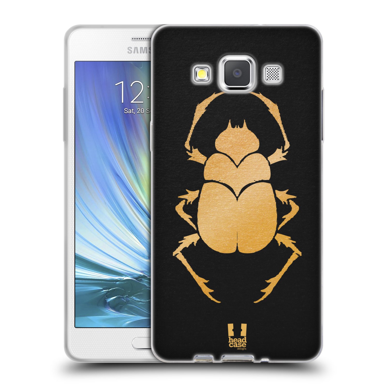 HEAD CASE silikonový obal na mobil Samsung Galaxy A5 vzor EGYPT zlatá a černá BROUK SKARAB