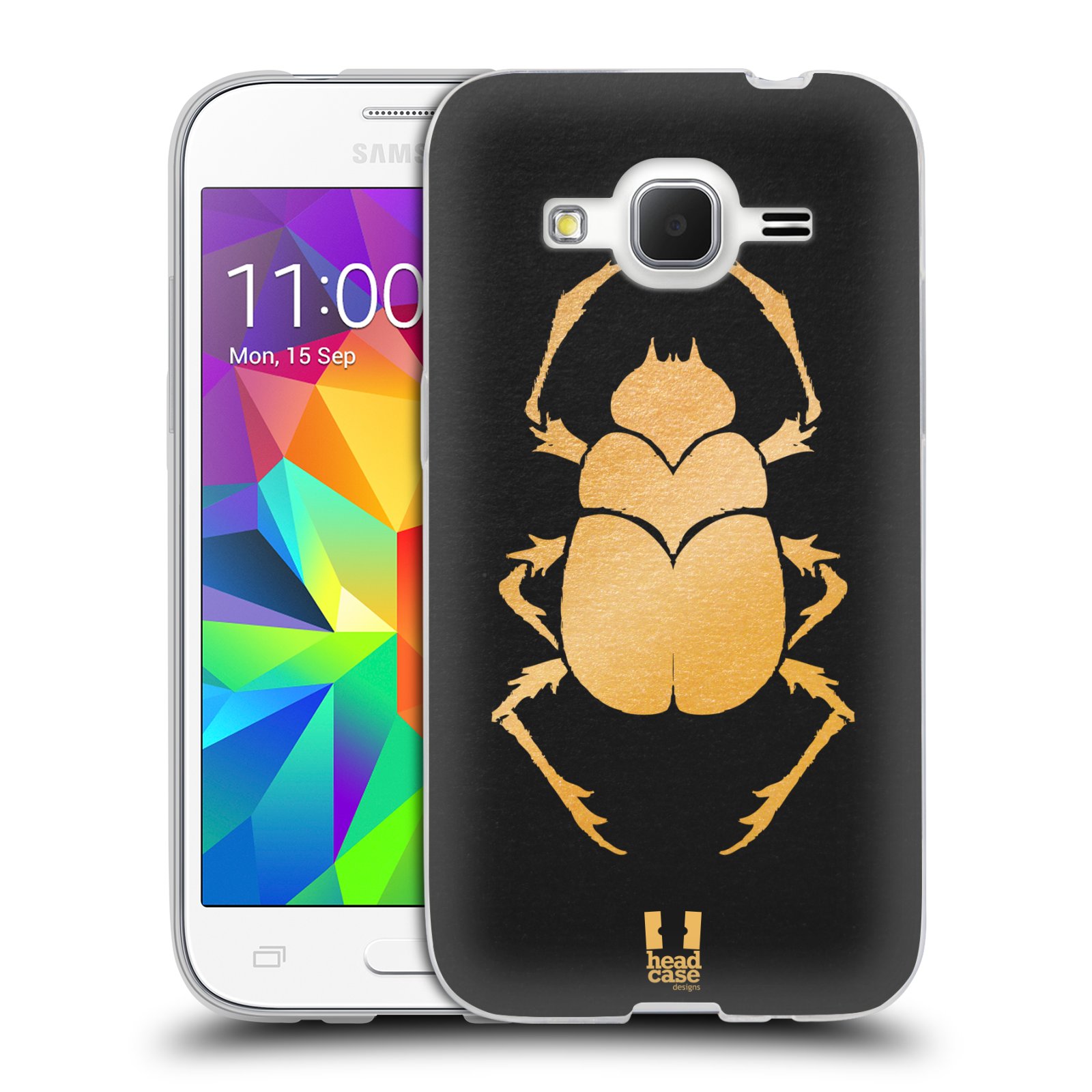 HEAD CASE silikonový obal na mobil Samsung Galaxy Core Prime (G360) vzor EGYPT zlatá a černá BROUK SKARAB