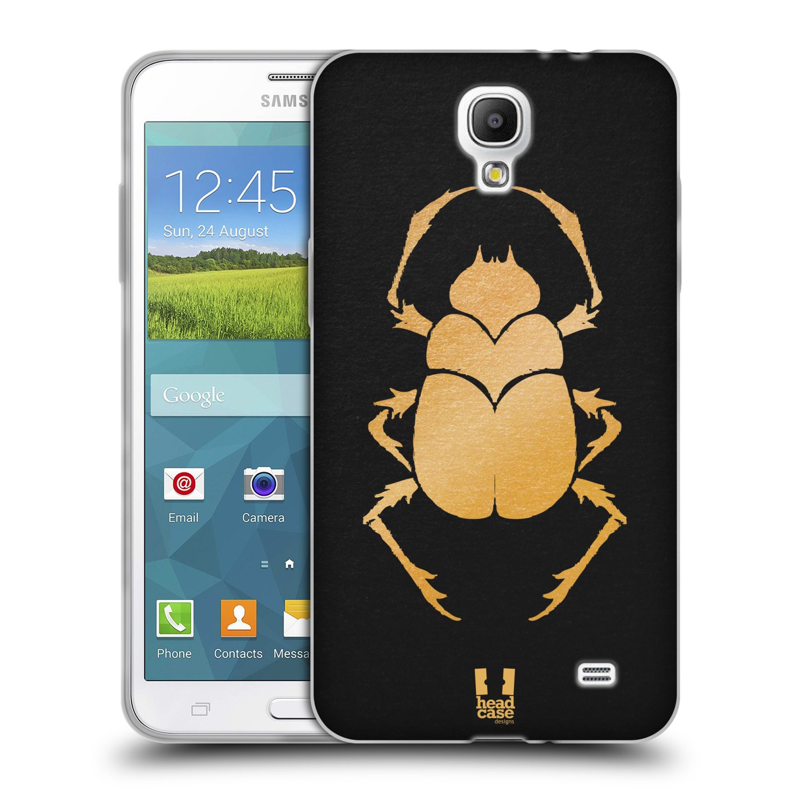 HEAD CASE silikonový obal na mobil Samsung Galaxy Mega 2 vzor EGYPT zlatá a černá BROUK SKARAB