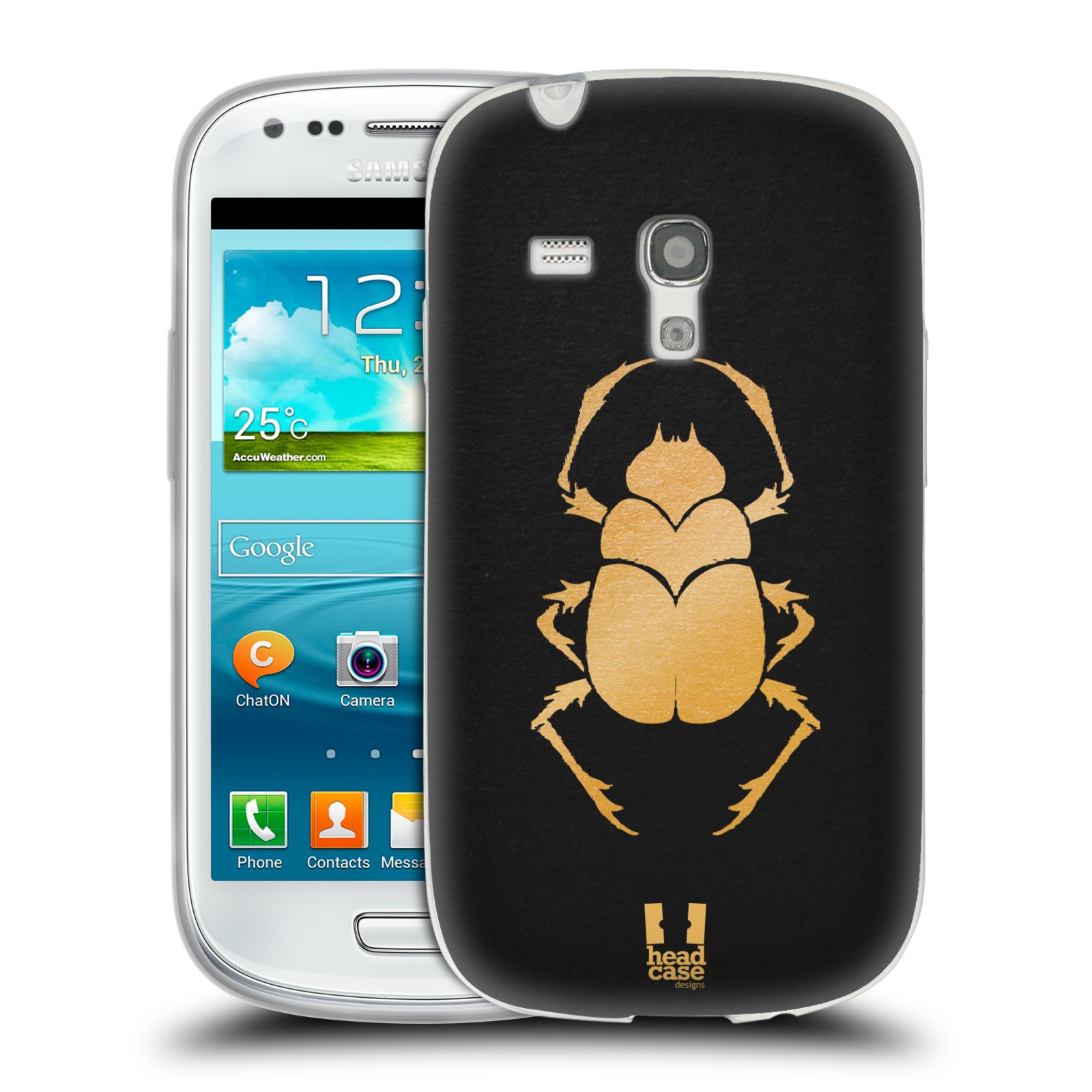 HEAD CASE silikonový obal na mobil Samsung Galaxy S3 MINI i8190 vzor EGYPT zlatá a černá BROUK SKARAB