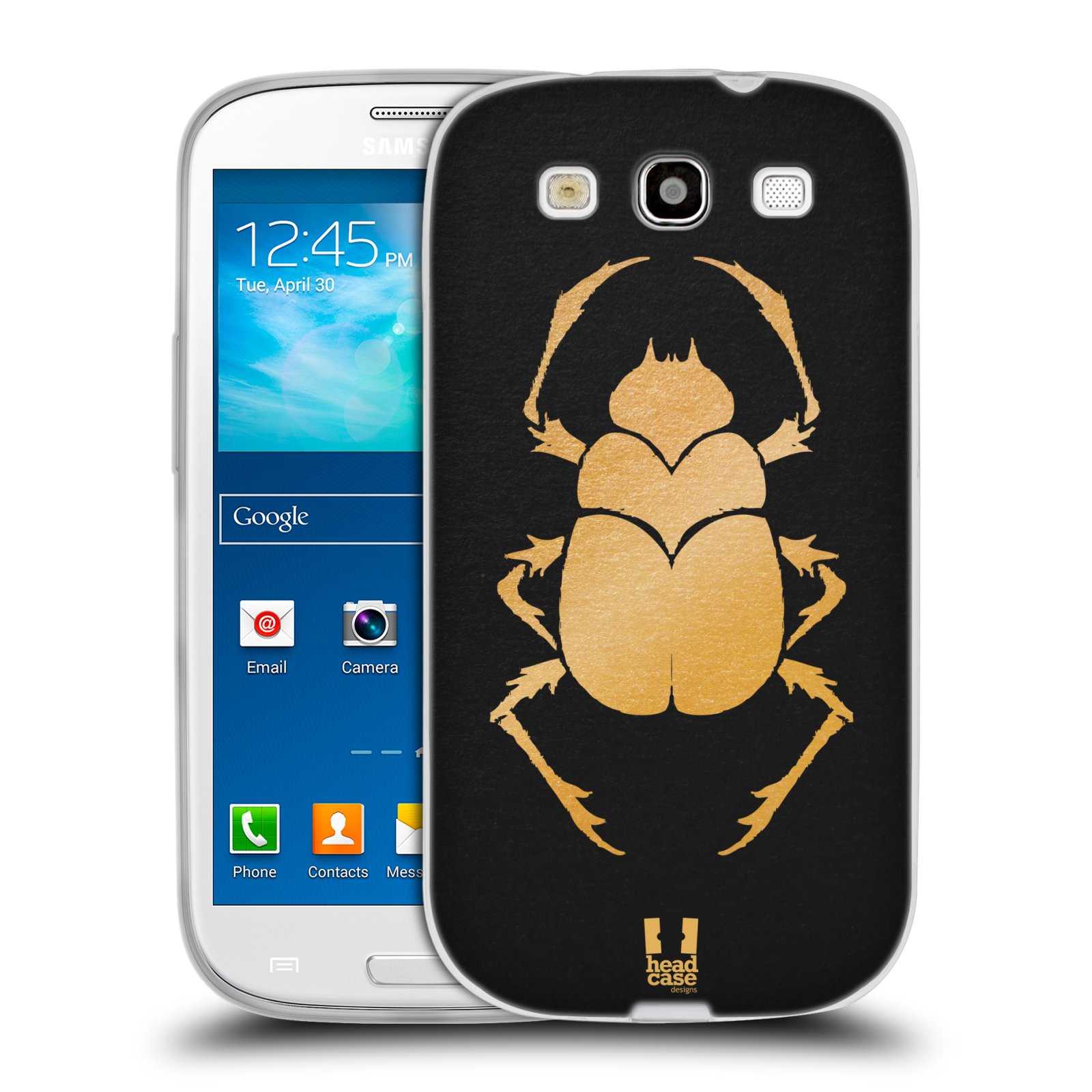 HEAD CASE silikonový obal na mobil Samsung Galaxy S3 i9300 vzor EGYPT zlatá a černá BROUK SKARAB