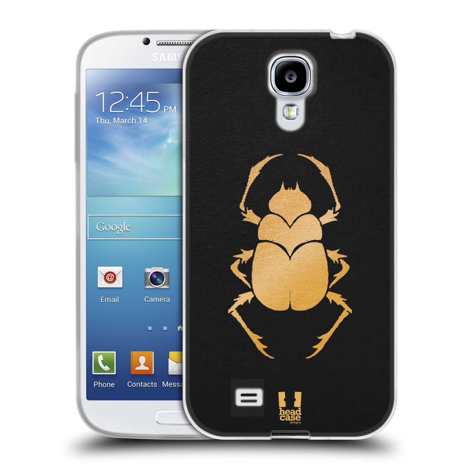 HEAD CASE silikonový obal na mobil Samsung Galaxy S4 i9500 vzor EGYPT zlatá a černá BROUK SKARAB