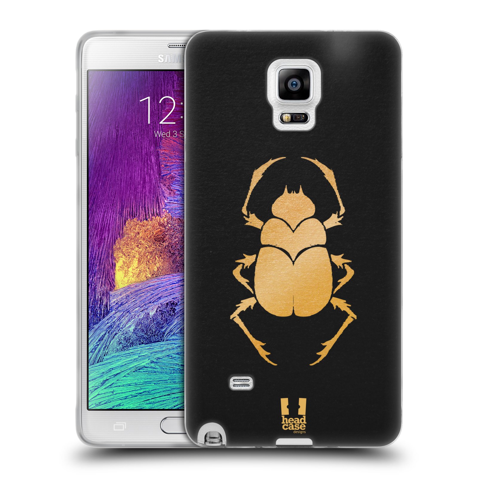 HEAD CASE silikonový obal na mobil Samsung Galaxy Note 4 (N910) vzor EGYPT zlatá a černá BROUK SKARAB
