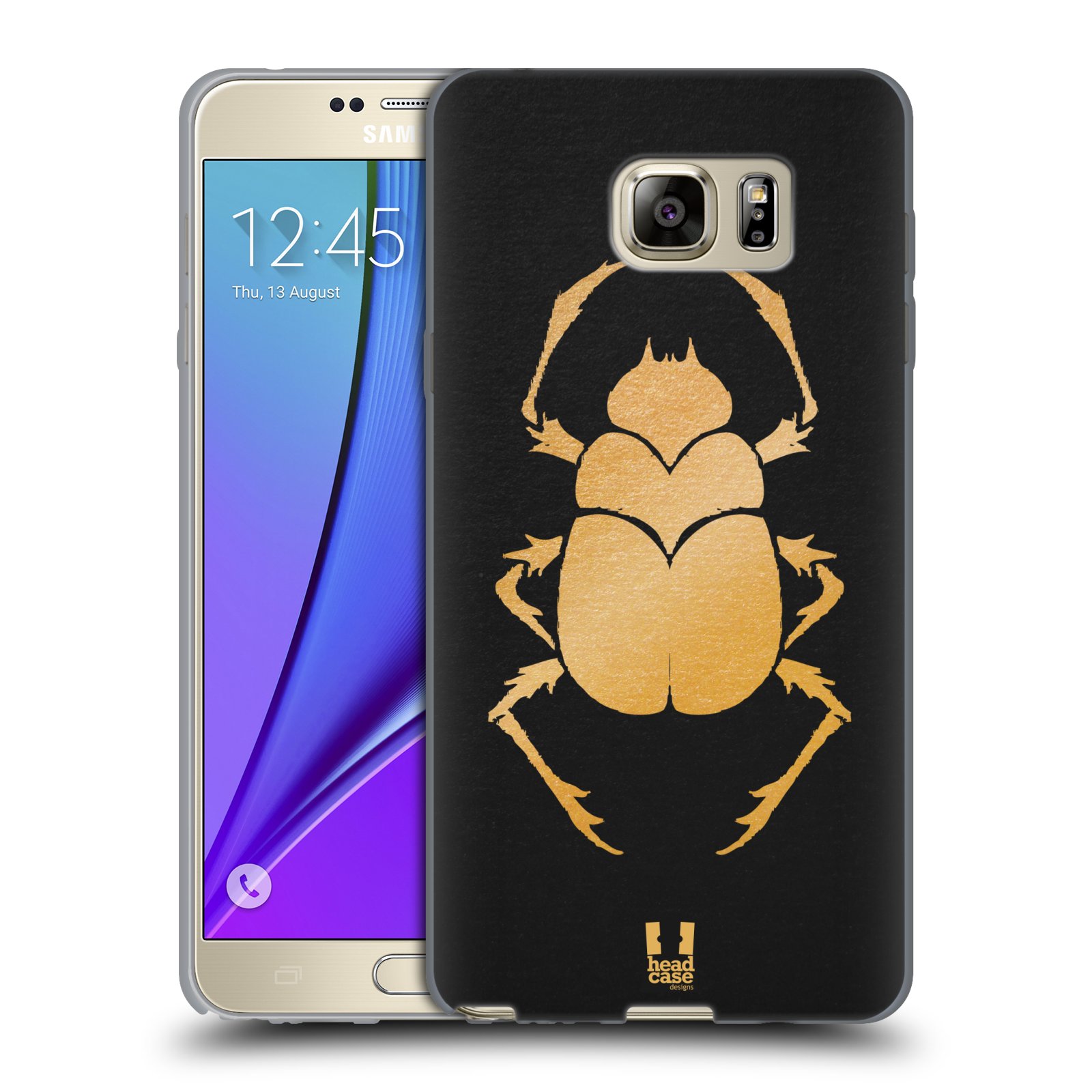 HEAD CASE silikonový obal na mobil Samsung Galaxy Note 5 (N920) vzor EGYPT zlatá a černá BROUK SKARAB