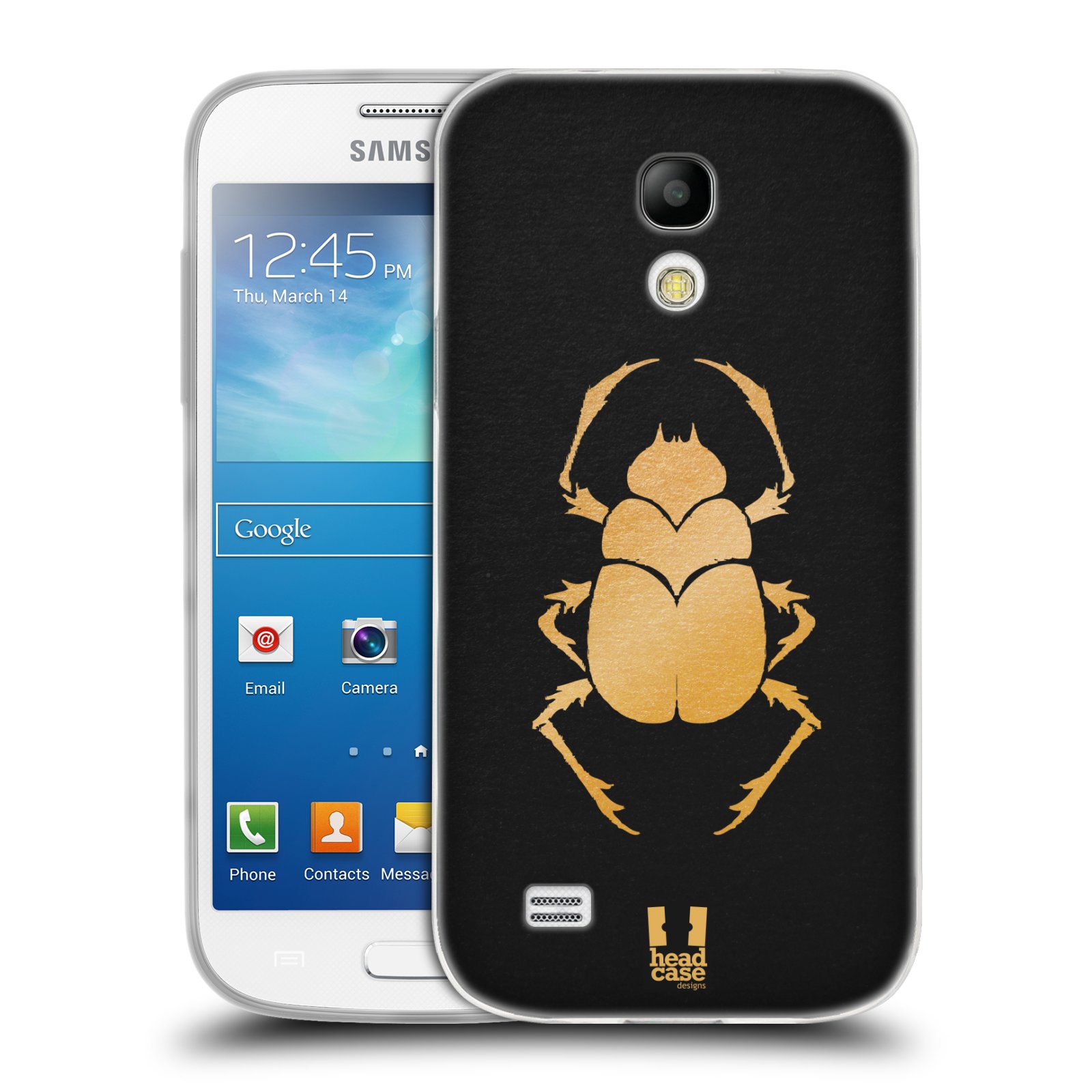 HEAD CASE silikonový obal na mobil Samsung Galaxy S4 MINI vzor EGYPT zlatá a černá BROUK SKARAB
