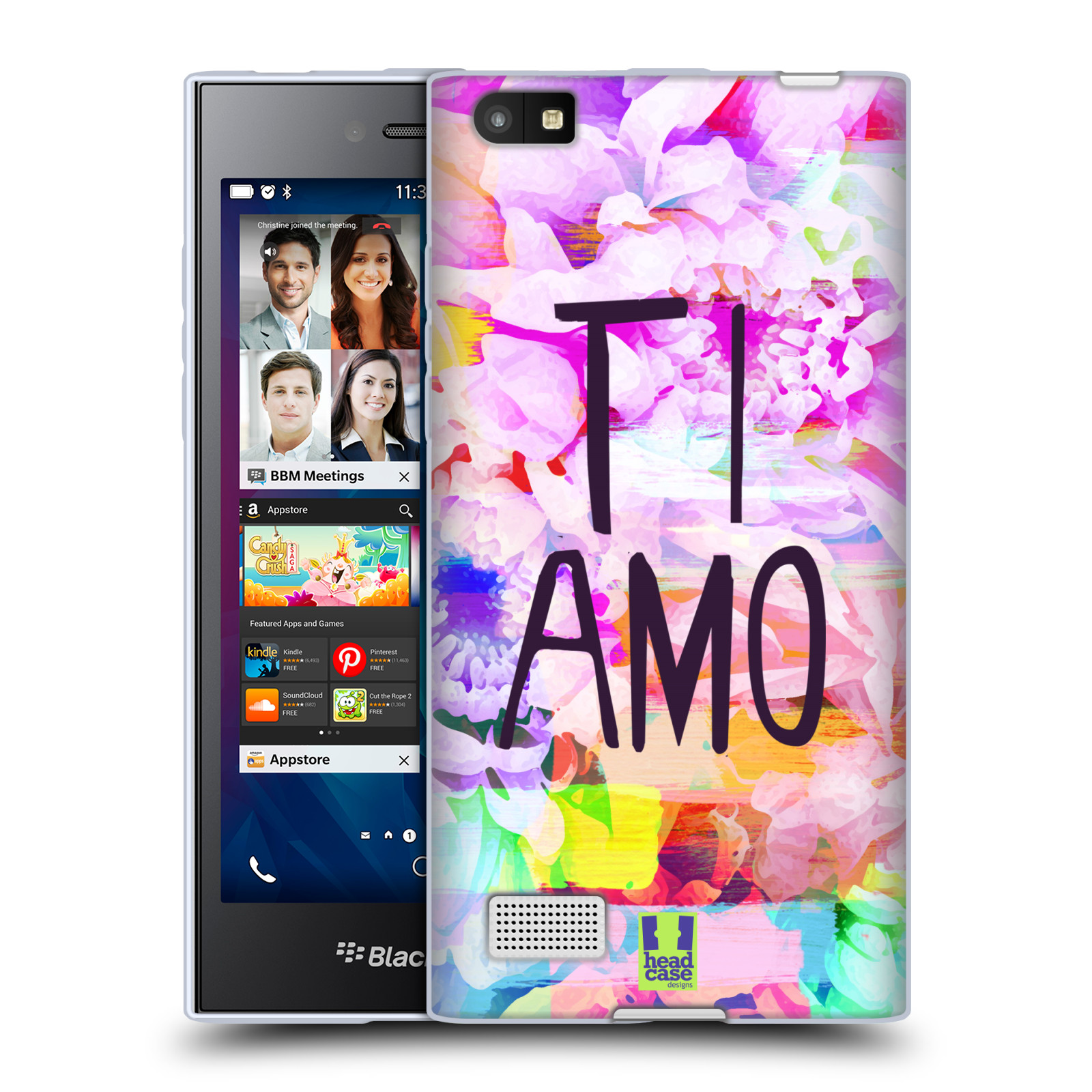 HEAD CASE silikonový obal na mobil Blackberry Leap Láska a květy Ti Amo